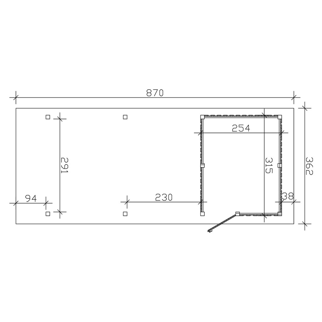 Skanholz Einzelcarport »Wendland«, Leimholz-Nordisches Fichtenholz, 291 cm, natur