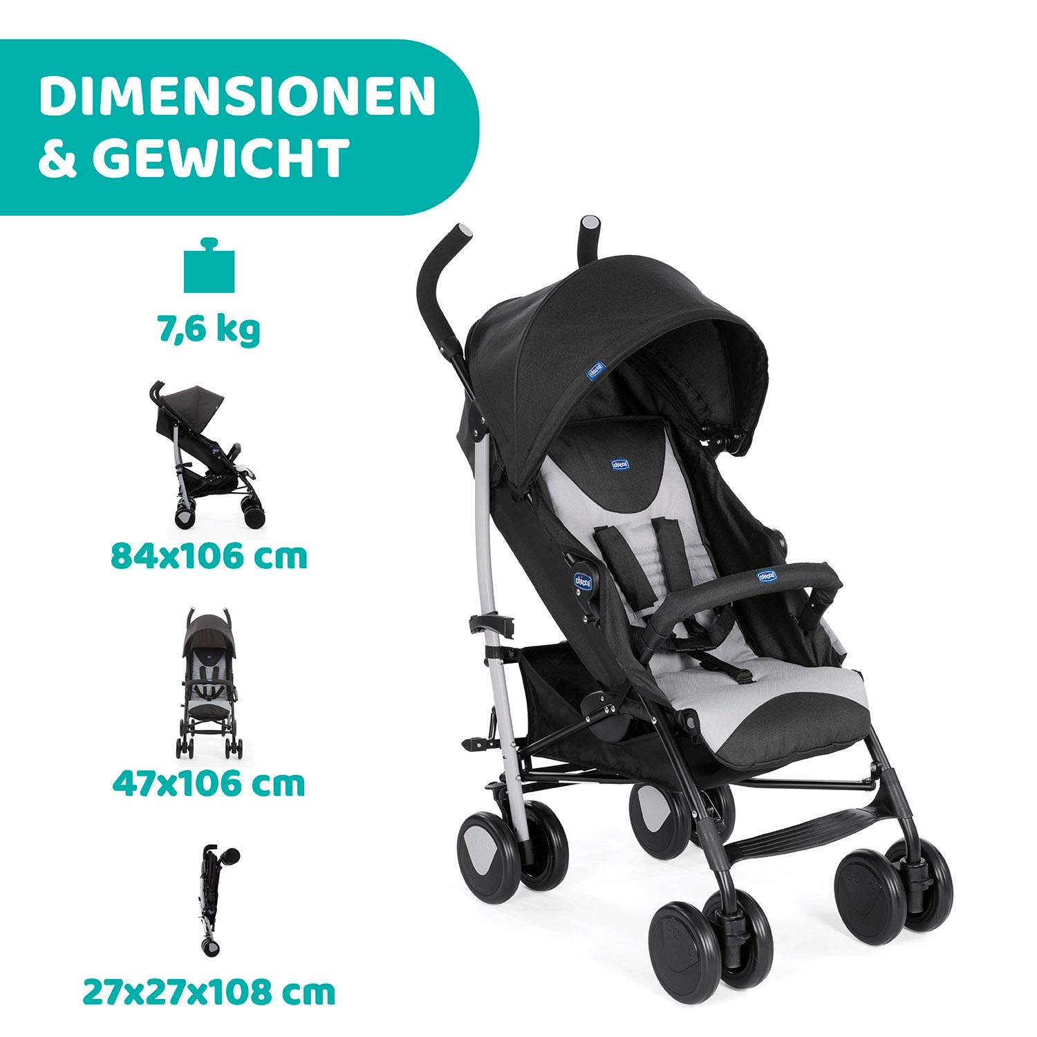 Chicco Kinder-Buggy »Echo, Stone«, mit Frontbügel;