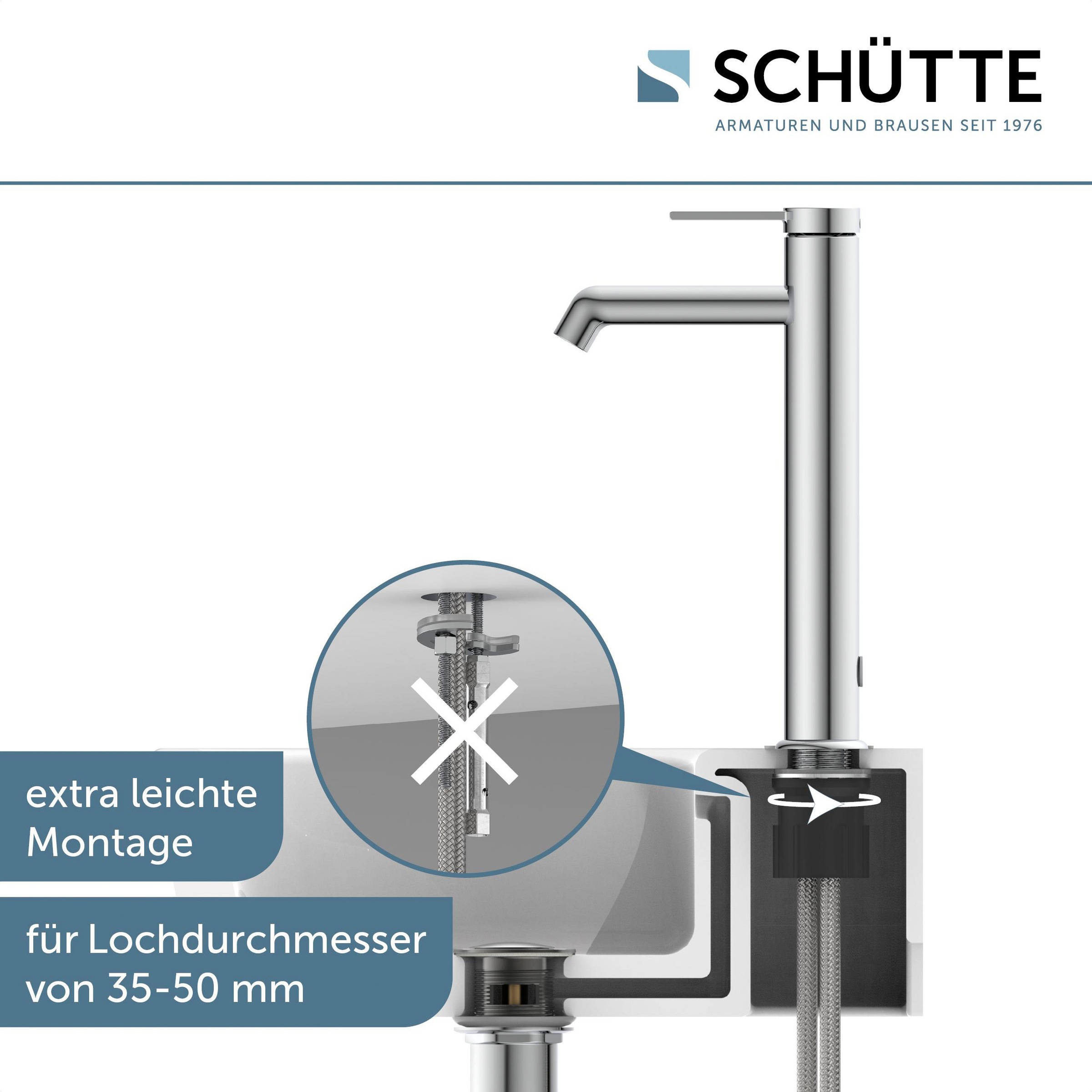 Schütte Waschtischarmatur »LOS ANGELES«, Wasserhahn Bad, energiesparend, Aufsatzwaschbecken