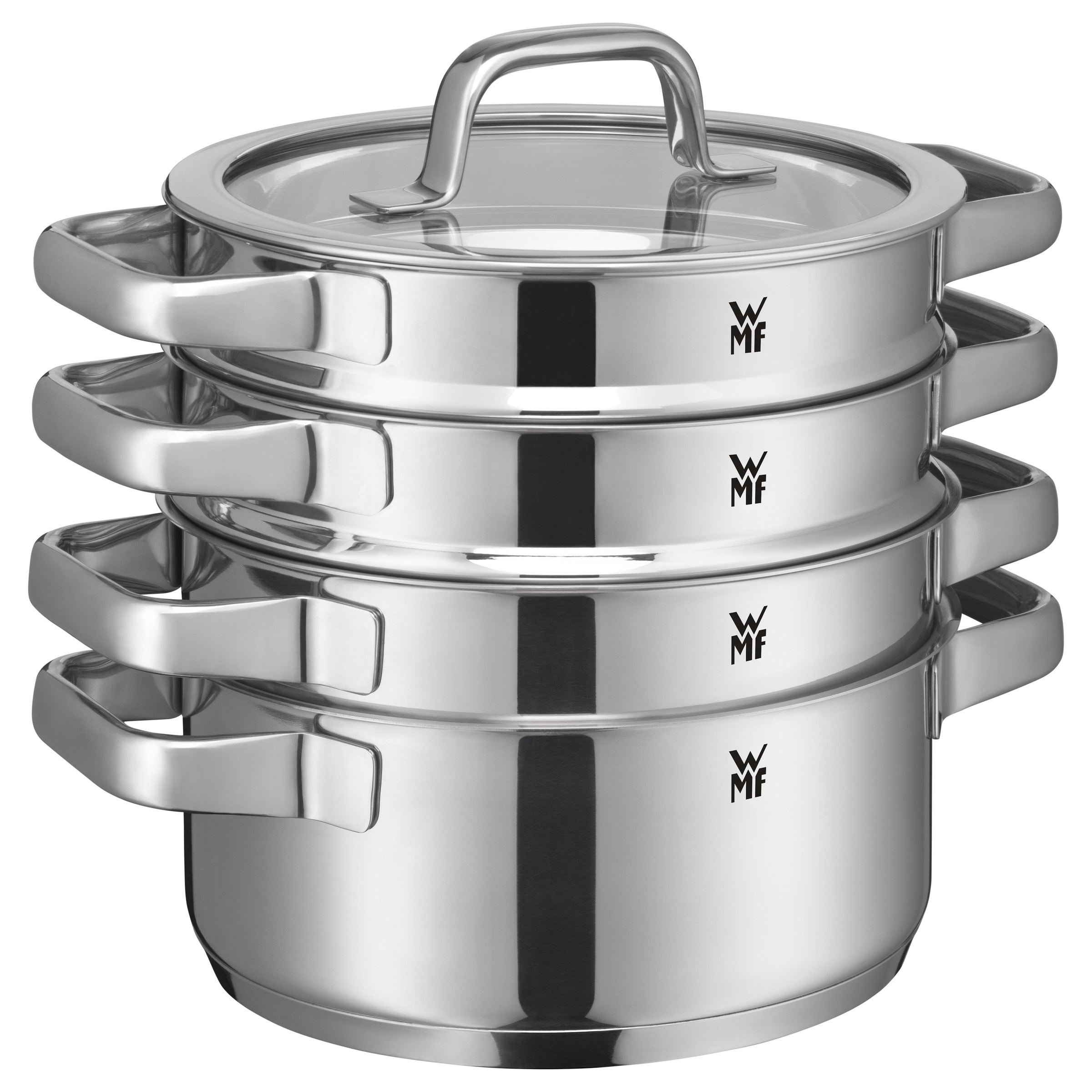 WMF Kochtopf »Compact Cuisine«, Cromargan® Edelstahl Rostfrei 18/10, (2 tlg.), wärmeduzierende Hohlgriffe, Innenskalierung, Schüttrand