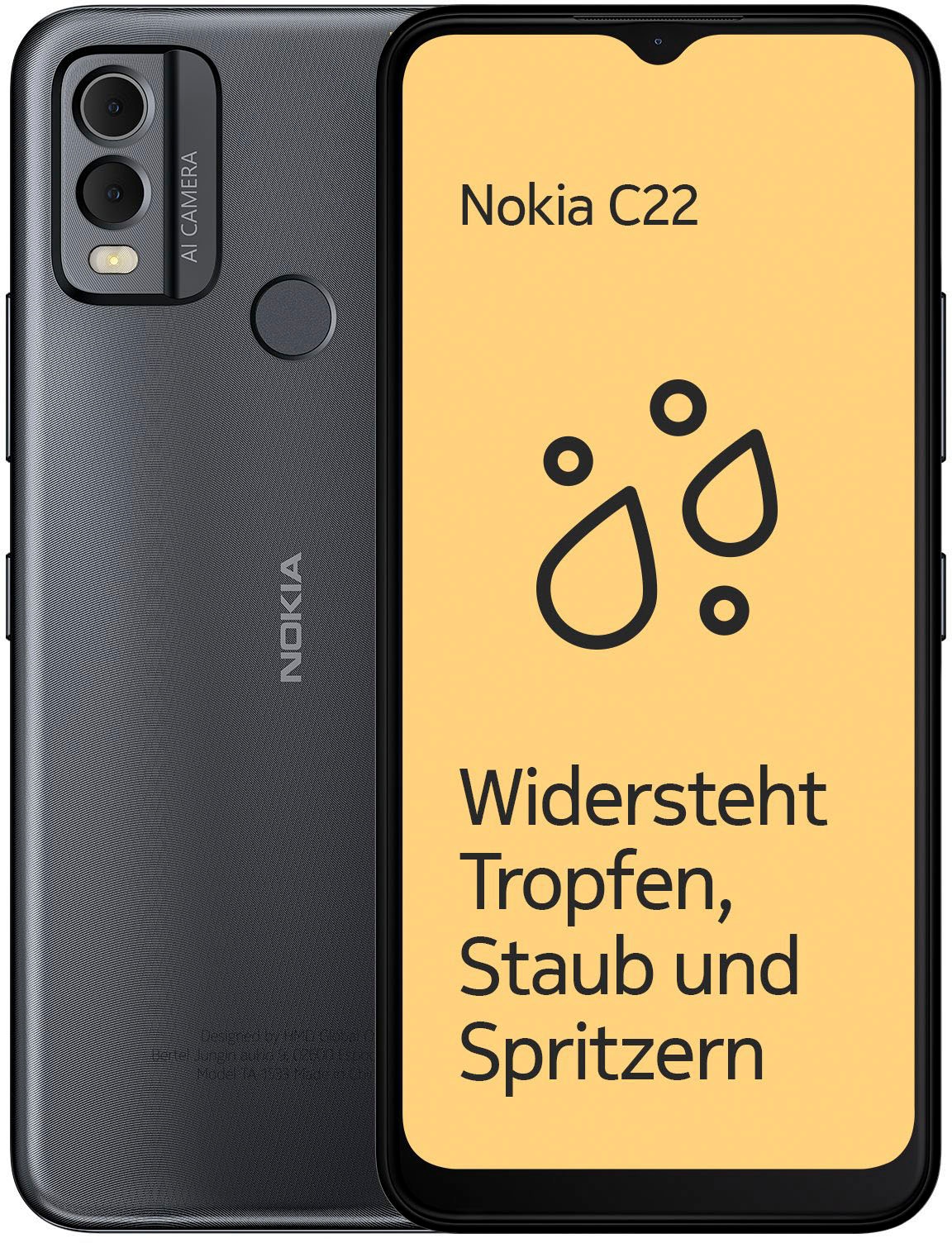 Nokia Smartphone »C22, 2+64GB«, Midnight Black, 16,56 cm/6,52 Zoll, 64 GB Speicherplatz, 13 MP Kamera