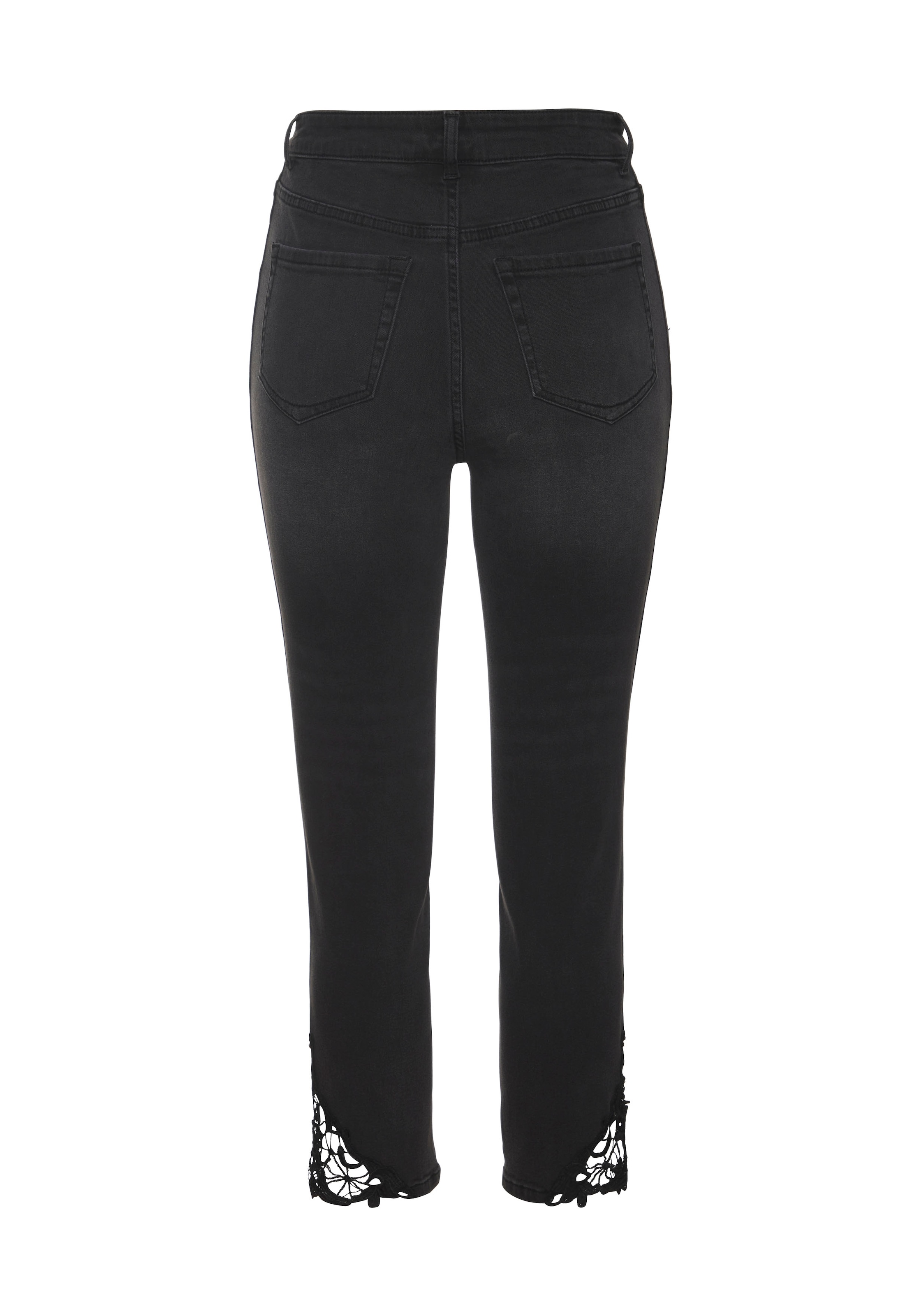 Vivance 7/8-Caprijeans, mit Spitzendetail am Saum, Skinny Jeans, modisch