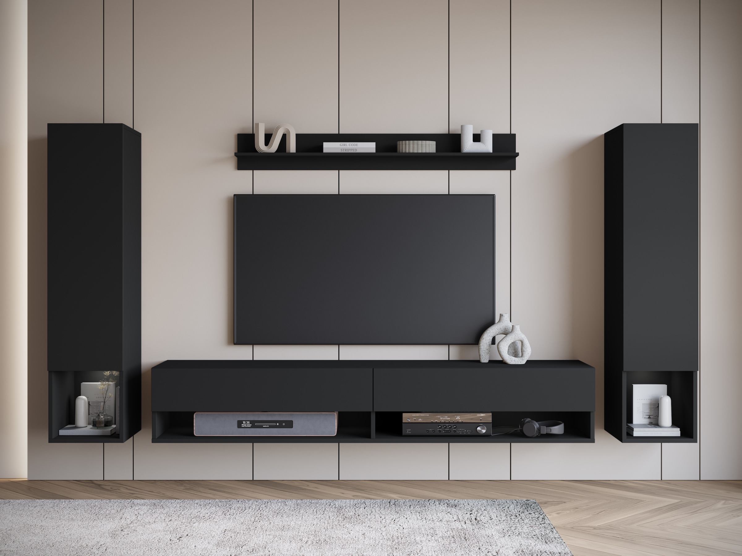 INOSIGN Wohnwand »AMADEO II« Komplett-Set, 4 Stk. tlg. Vitrine Türanschlag günstig online kaufen