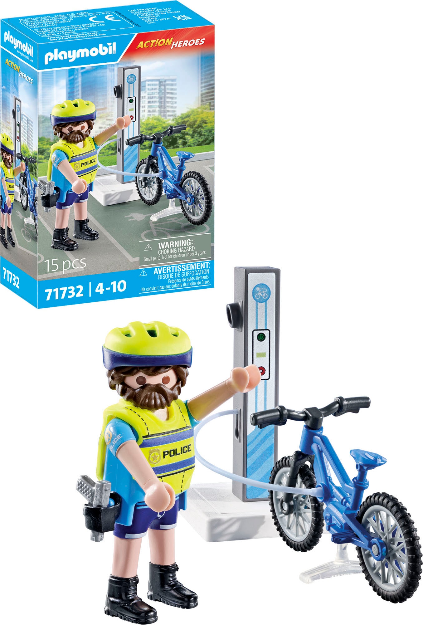 Playmobil® Konstruktions-Spielset »Polizei Fahrradstreife (71732), Playmobil Action Heroes«, (15 St.), Made in Europe