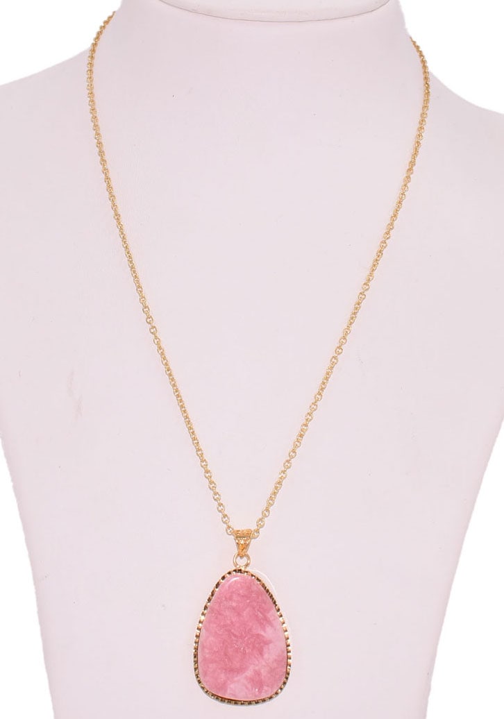 Firetti Kette mit Anhänger »Schmuck Geschenk, Manganspat, Inkarose, Rosenspat, Himbeerspat«, Made in Germany - mit Rhodochrosit