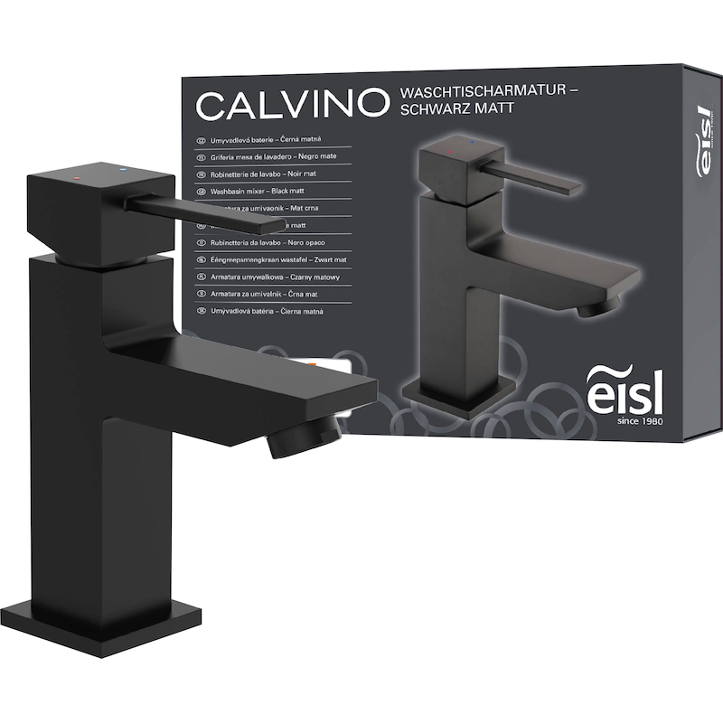EISL Waschtischarmatur »CALVINO« geräuscharme Kartusche, Marken-Mischdüse, inkl. Zugstange Schwarz