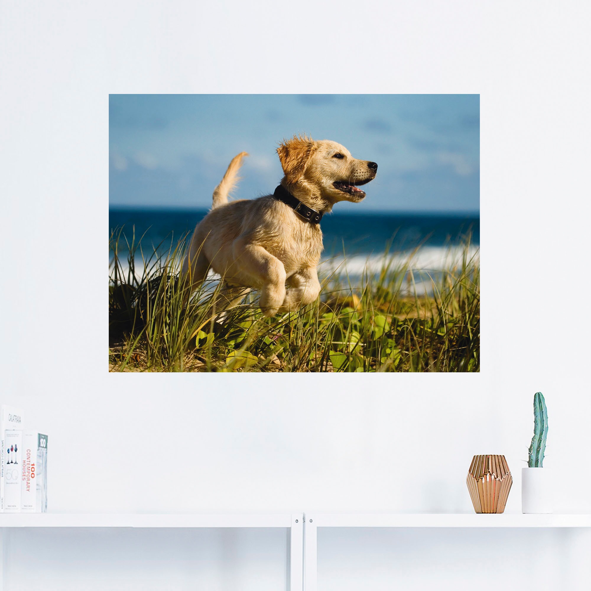 Artland Wandfolie »Hundebaby springt am Strand«, Haustiere, (1 St.), selbstklebend