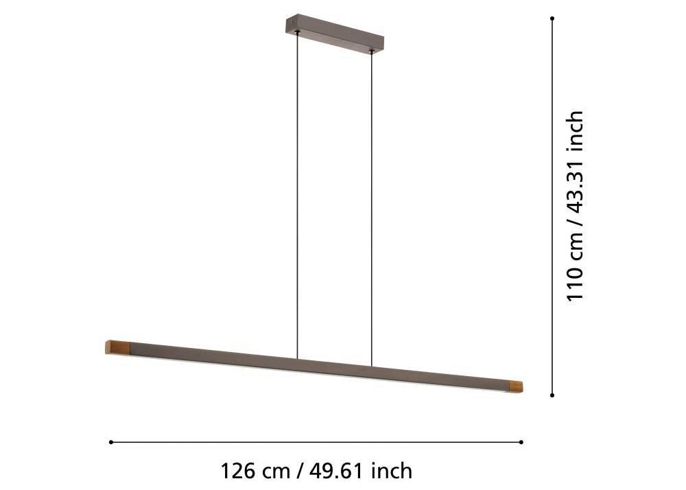 EGLO Hängeleuchte »LISCIANA«, 1 flammig, Leuchtmittel LED-Modul | LED wechselbar, FSCM70HB, Aluminium in braun und Holz in Walnuss-Optik, Lampe, 126 cm