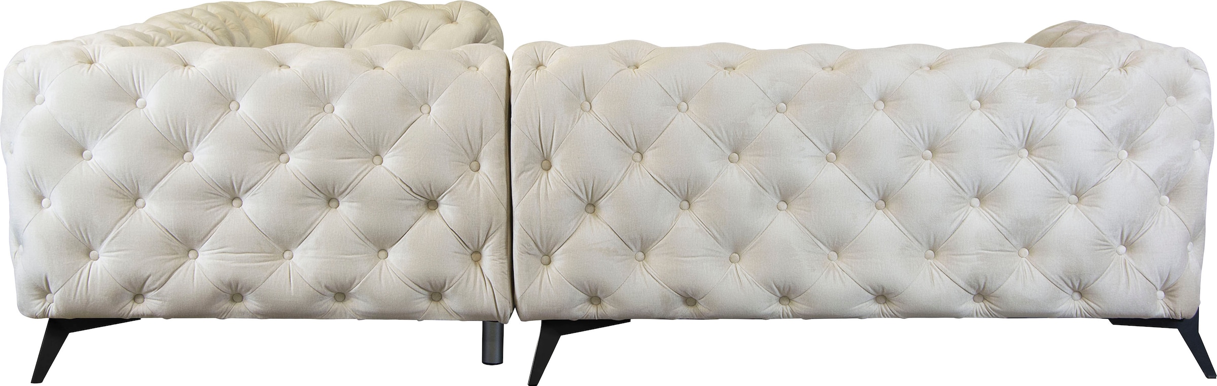 Leonique Chesterfield-Sofa »Amaury L-Form«, Chesterfield-Optik, Breite/Tiefe je 262 cm, Fußfarbe wählbar
