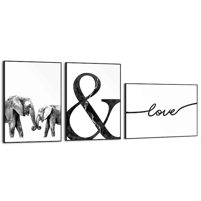 Reinders! Wandbild »Liebe Elefant - Modern - Minimalistisch - Trendy«, (3 St.)  auf Raten bestellen