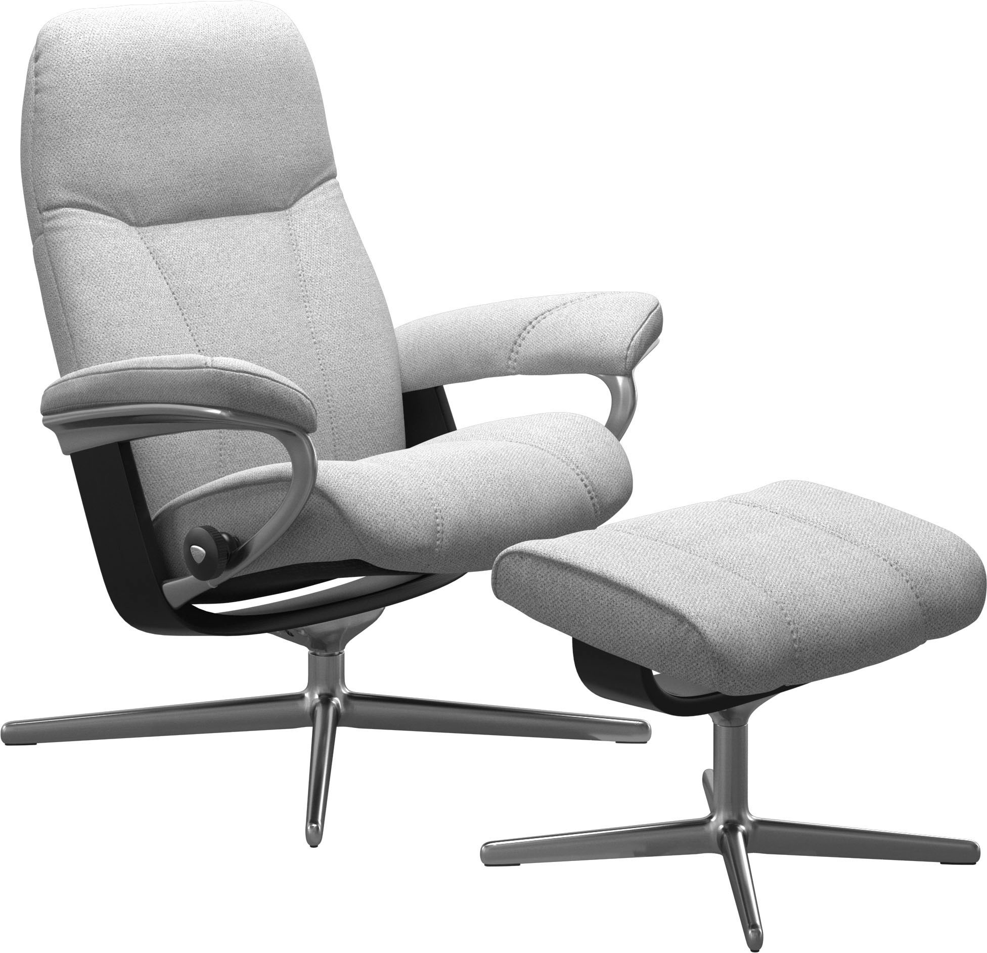 Stressless® Relaxsessel »Consul«, (Set, Relaxsessel mit Hocker), mit Hocker, mit Cross Base, Größe S, M & L, Holzakzent Schwarz