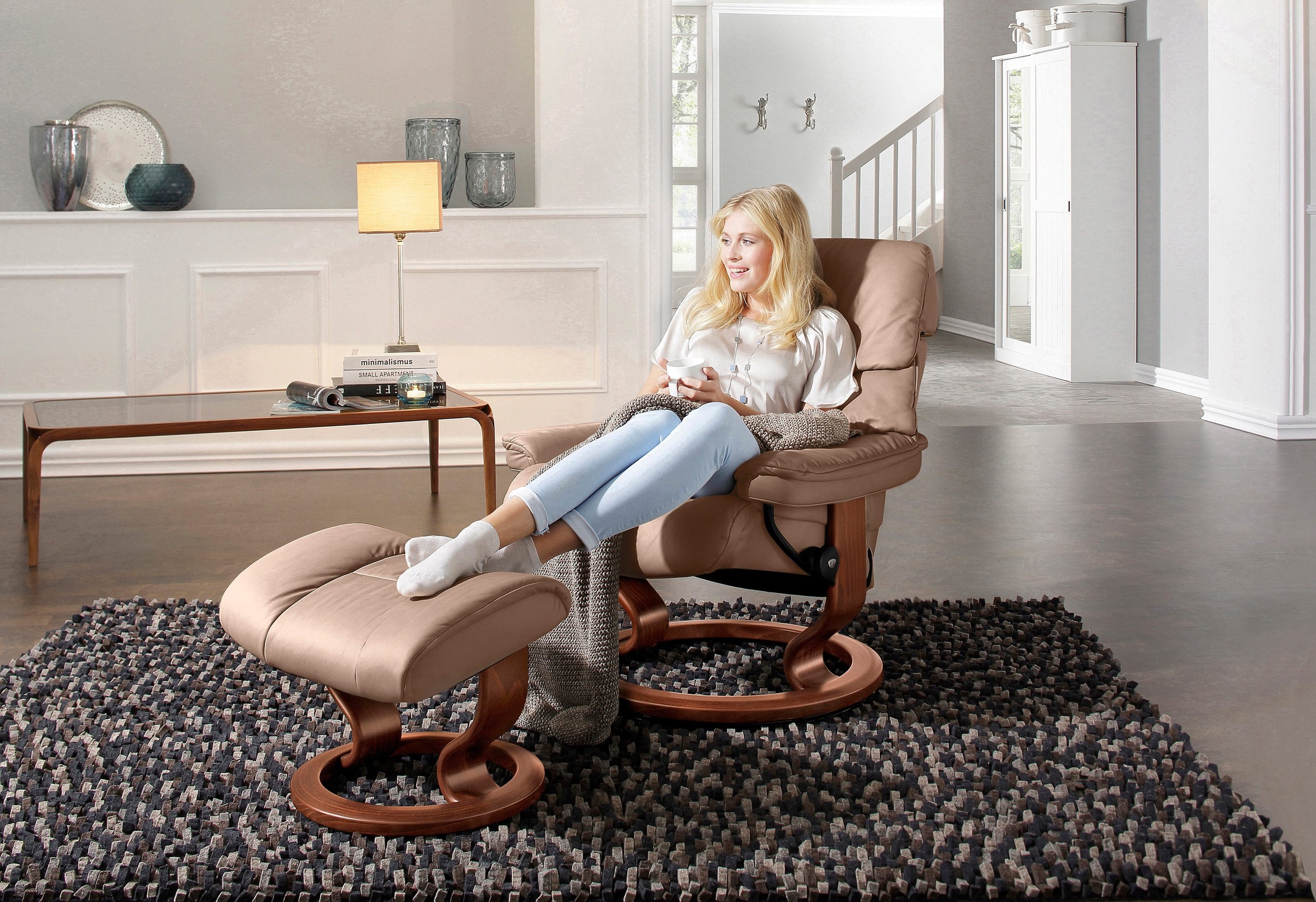 Stressless® Relaxsessel »Ruby«, (Set, Relaxsessel mit Hocker), mit Classic Base, Größe S, Gestell Eiche, Wenge, Braun & Schwarz