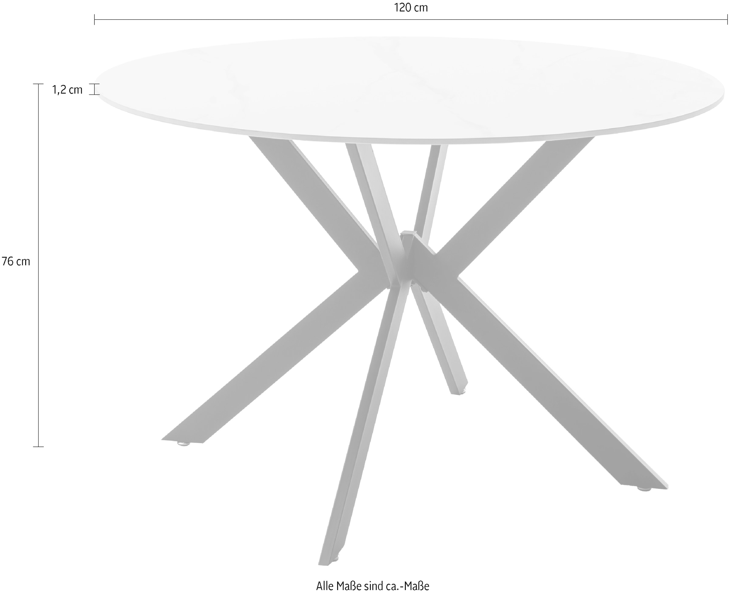 MCA furniture Esstisch »UBATE Vierfußtisch«, (1 St.), Keramik, Metall, weiß marmoriert, dining table, 4-6 Personen