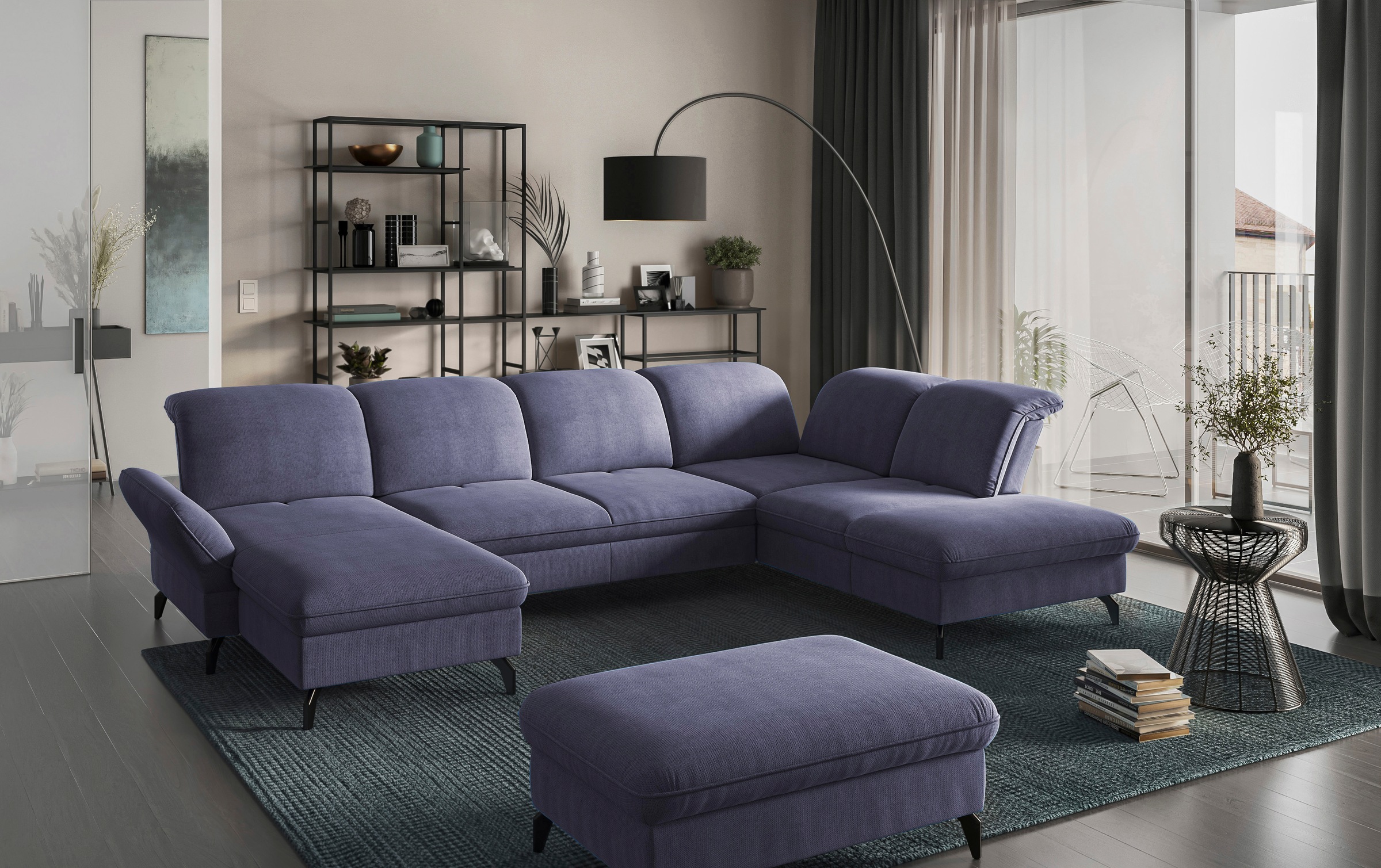 sit&more Polsterhocker »Leandro«, mit schwarzen Metallfüßen