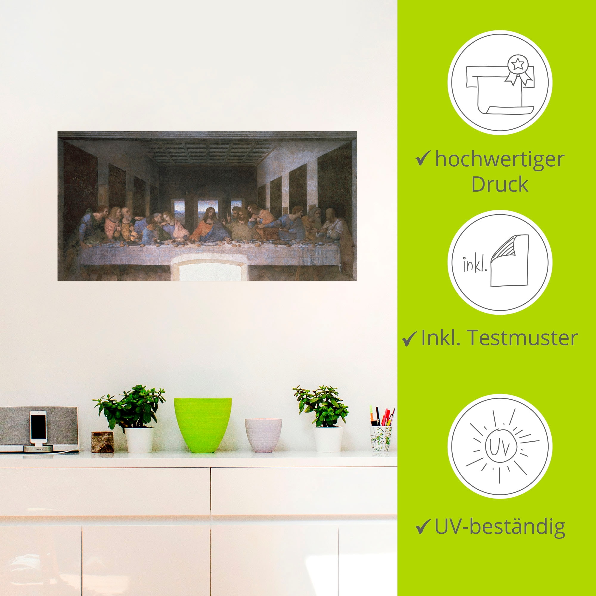 Artland Wandbild »Das letzte Abendmahl«, Religion, (1 St.), als Leinwandbild, Wandaufkleber in verschied. Größen