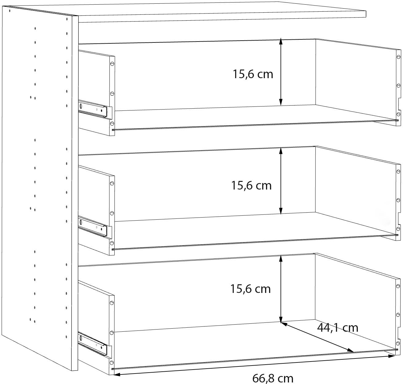FORTE Inneneinteilung Set aus 3 Schubkästen, Übersichtliche Ablage, geordnete Aufbewahrung