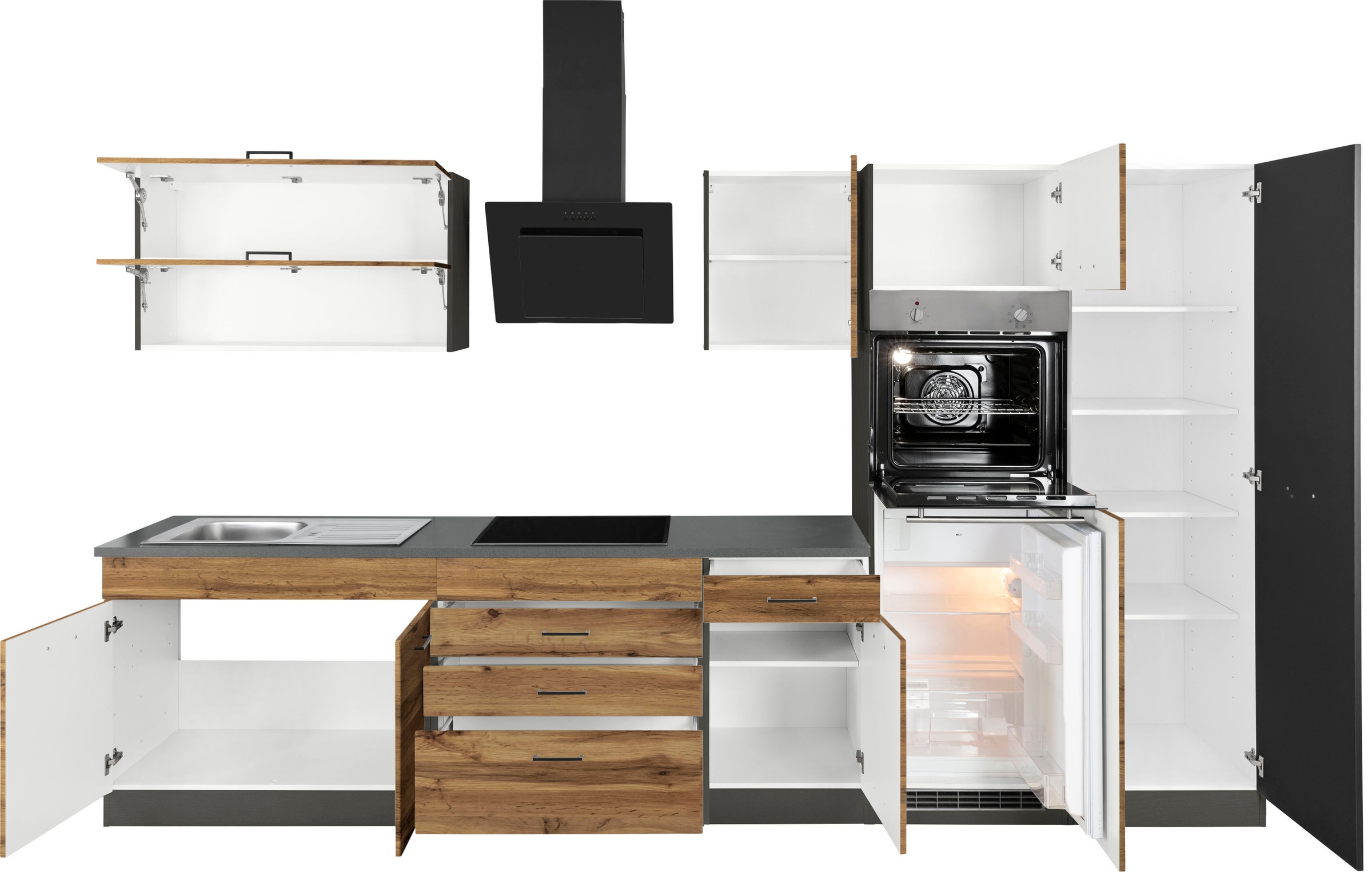 KOCHSTATION Küchenzeile »KS-Trier«, mit E-Geräten, Breite 340 cm