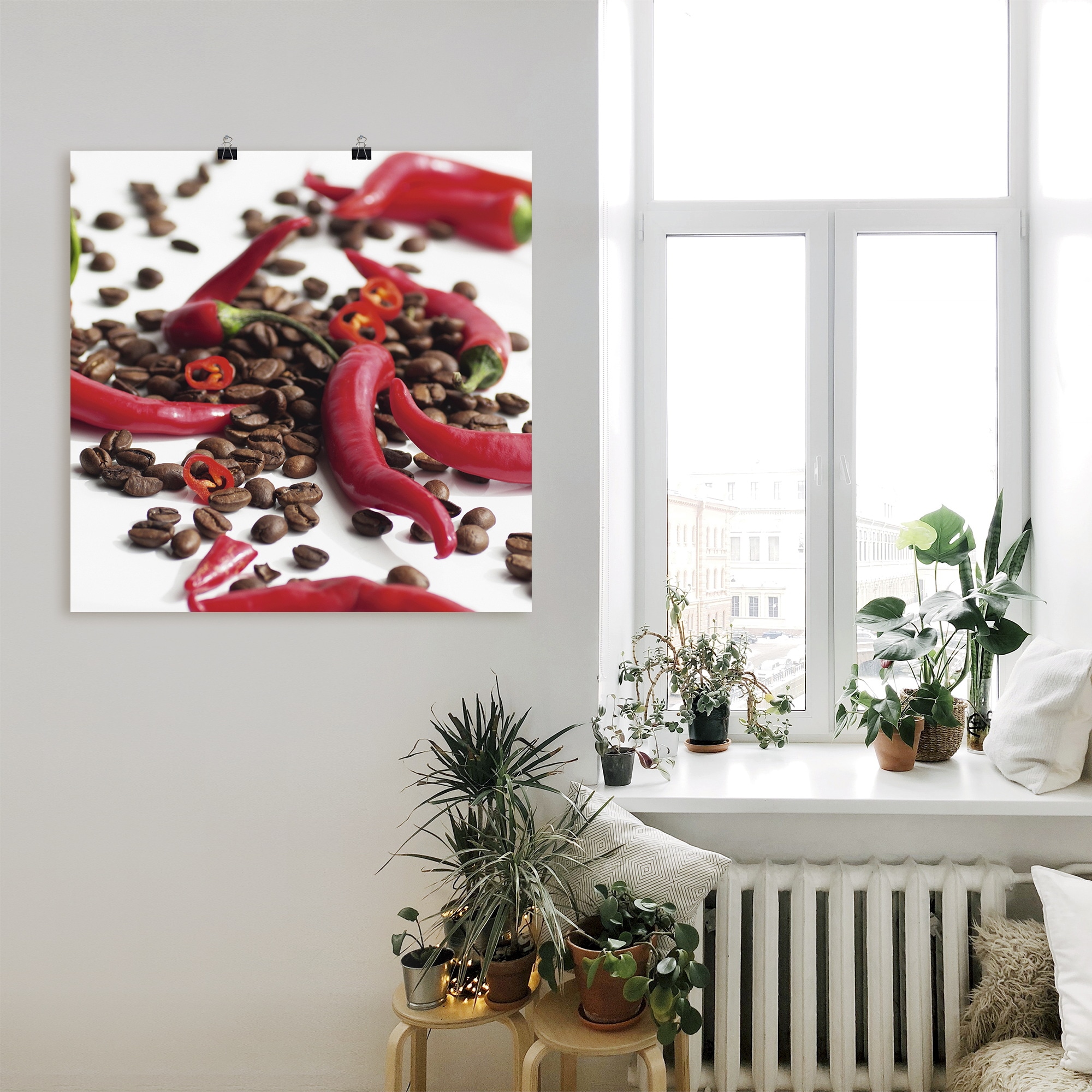 Artland Wandbild »Frische Chili auf Kaffee«, Lebensmittel, (1 St.), als Leinwandbild, Poster in verschied. Größen