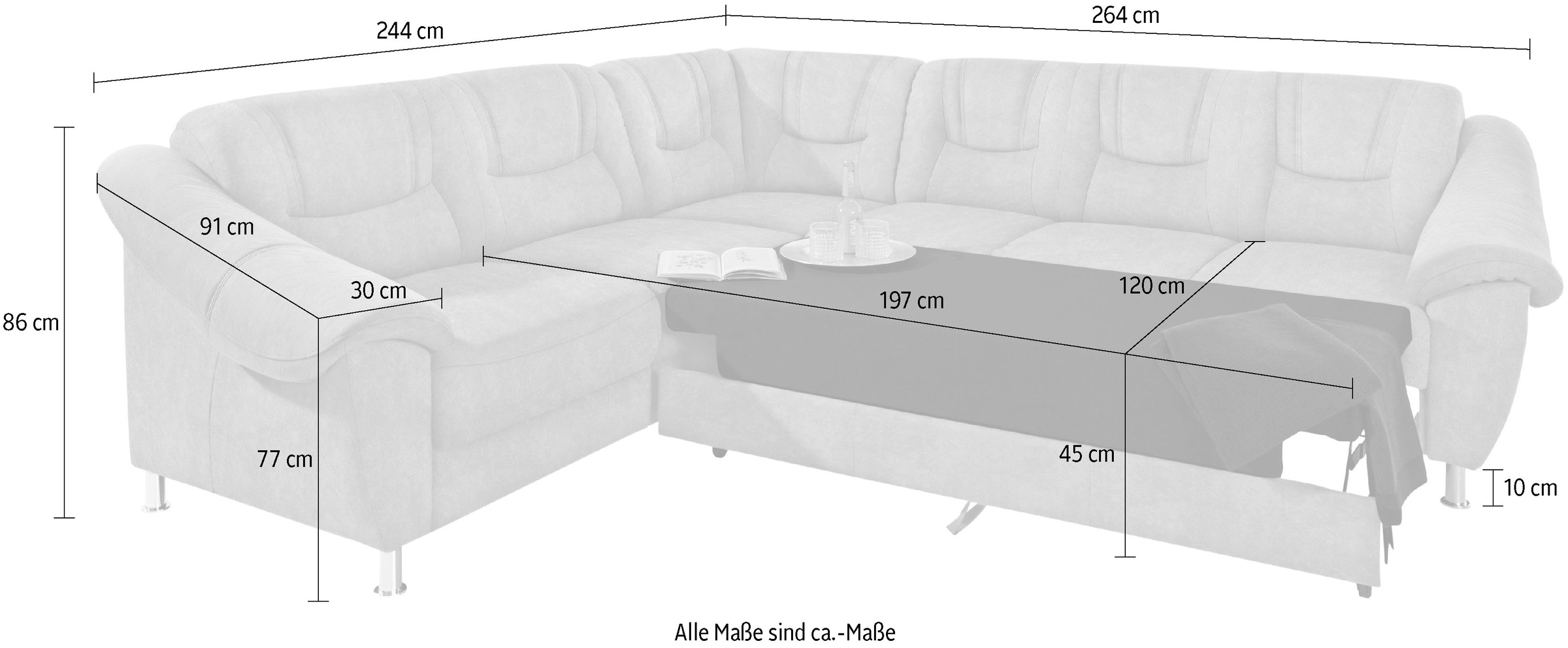 sit&more Ecksofa »Salsa L-Form«, mit Federkern, wahlweise mit Bettfunktion