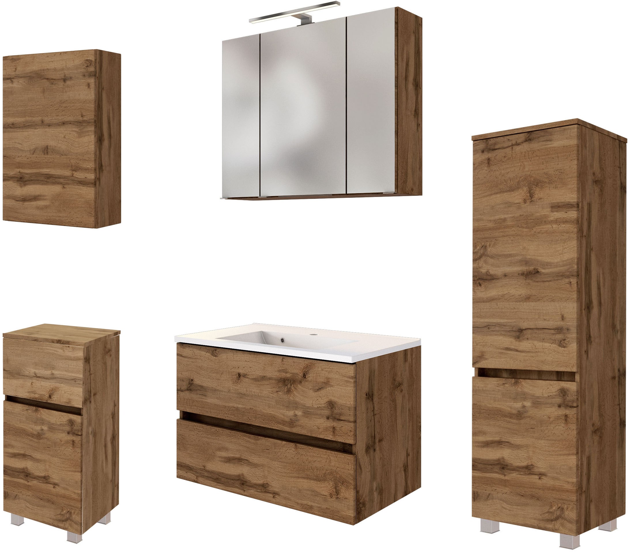 welltime Badmöbel-Set »Welltime Möbel Baabe Waschtisch-Set 3tlg. oder 5tlg. günstig online kaufen