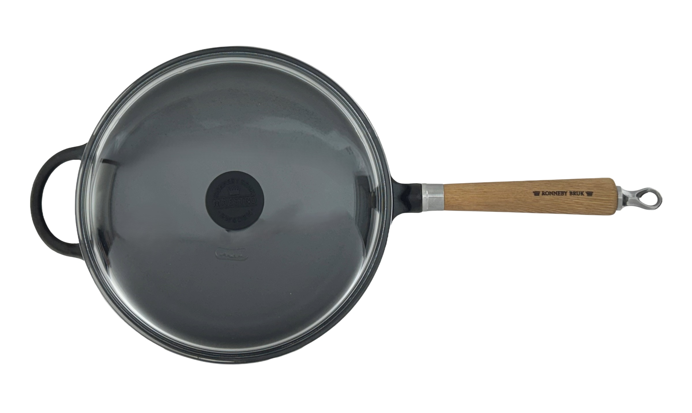 Ronneby Bruk Bratpfanne »Maestro, hoch, Ø 28 cm, mit Glasdeckel, Holzgriff & Gegengriff« Gusseisen 1 tlg.