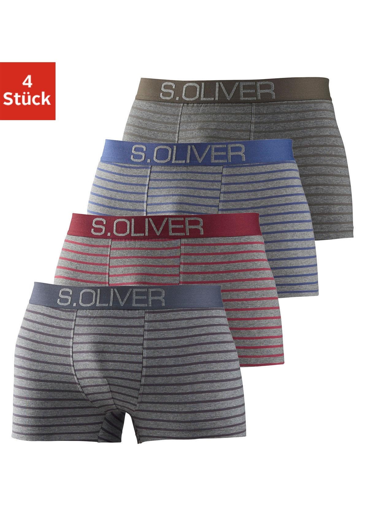 s.Oliver Boxer »Boxershorts für Herren«, (Packung, 4 St.), mit kontrastfarbenem Webbund