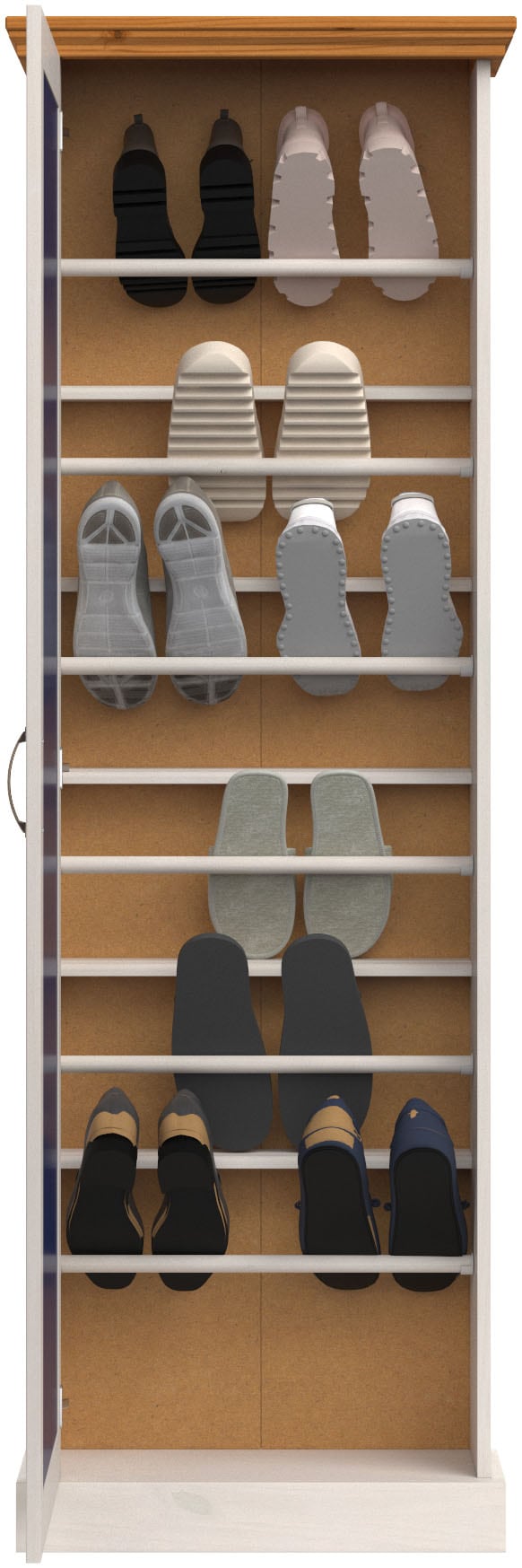 Home affaire Schuhschrank »Selma«, mit Spiegeltür u. 6 Schuhreihen, Breite 60 cm, Höhe 180 cm