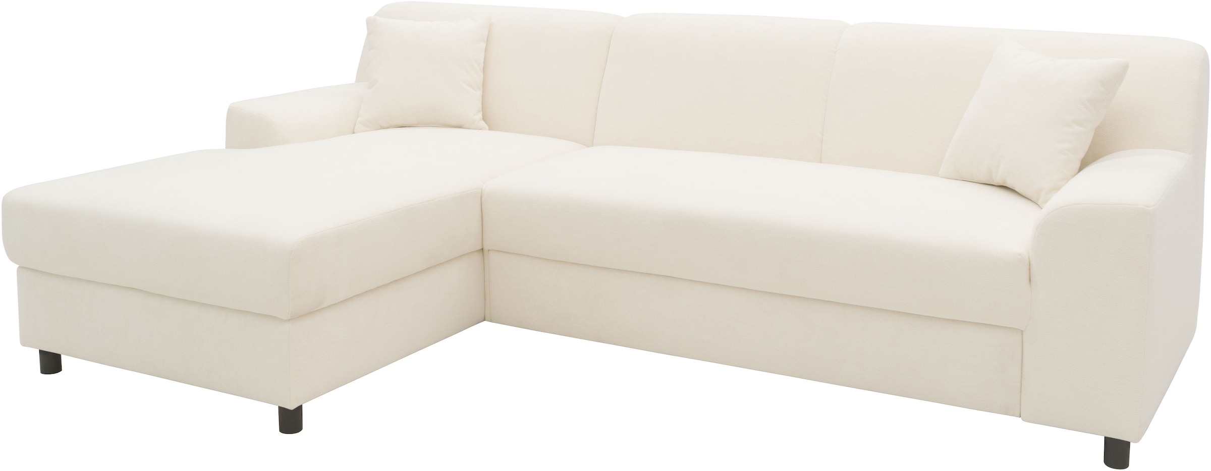 DOMO collection Ecksofa »Turah 2, L-Form, Cord oder Luxus-Microfaser, komfortabler Federkern«, B/T/H: 241/146/79 cm, incl. Zierkissen, wahlweise mit Bettfunktion