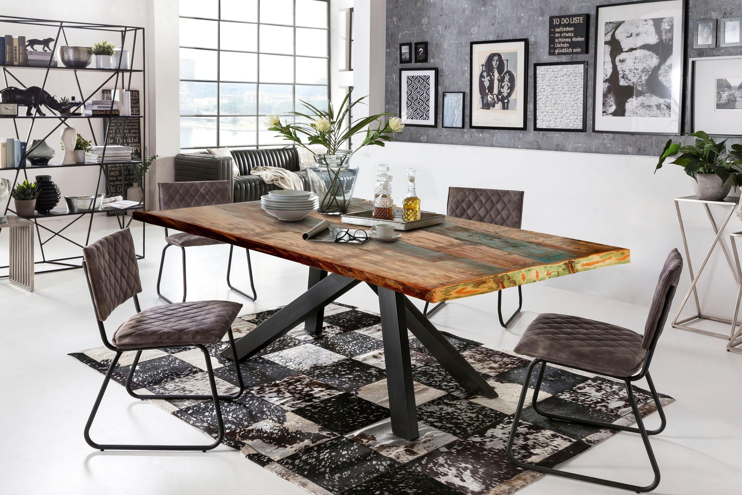Bild von SIT Esstisch »Tops&Tables«, mit bunter Altholzplatte, Shabby Chic, Vintage