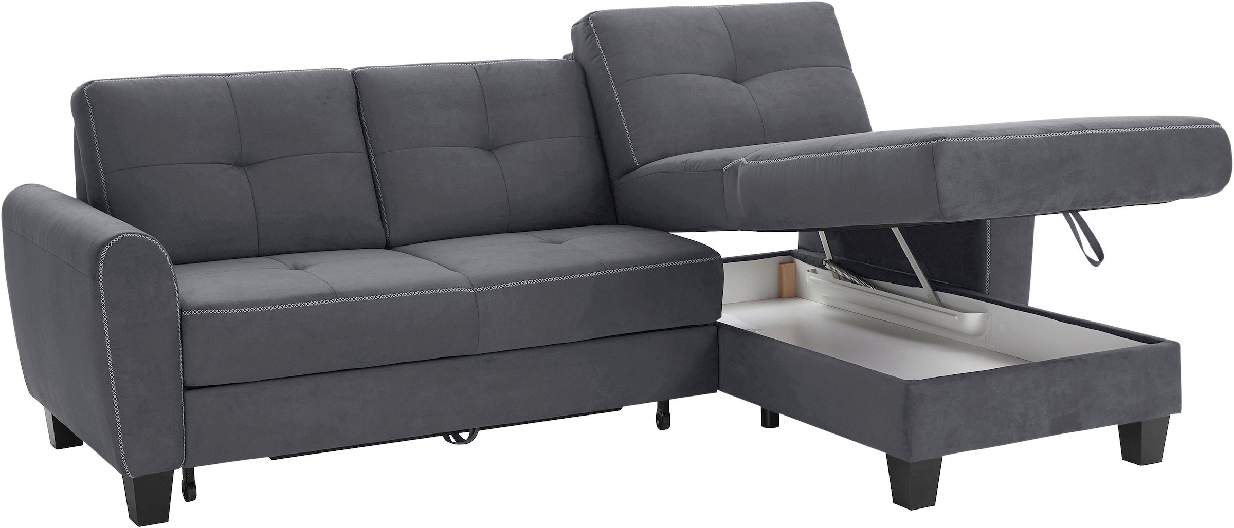sit&more Ecksofa »Varese L-Form«, mit Federkern, wahlweise mit Bettfunktion und Stauraum