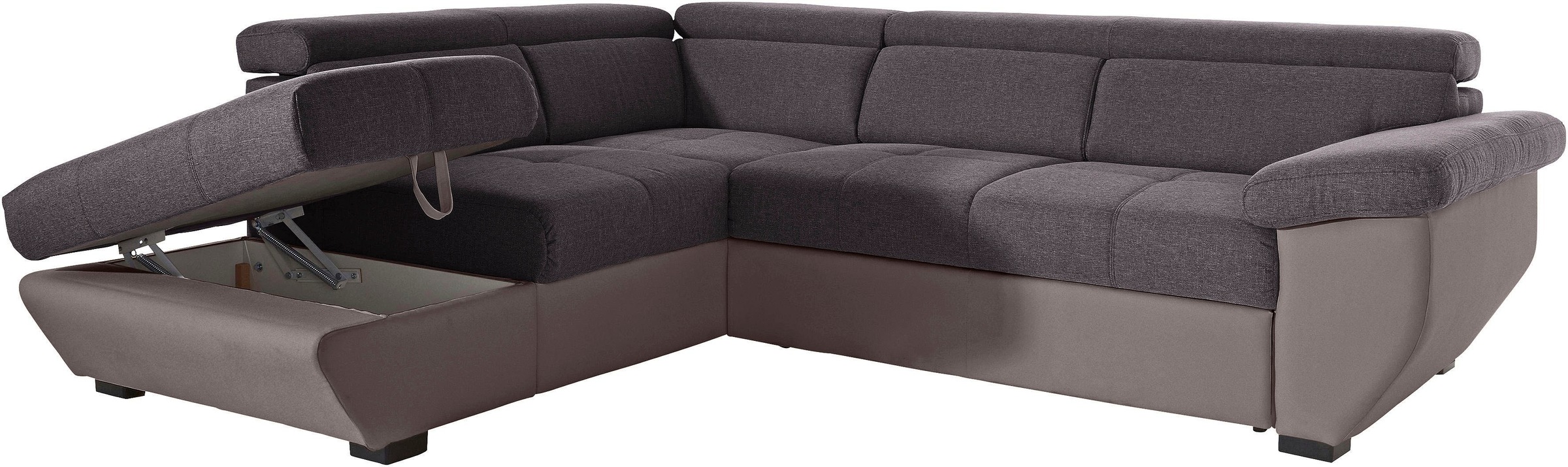 COTTA Polstergarnitur »Speedway L-Form«, (Set), Set bestehend aus: Ecksofa mit Kopfteilverstellung & Hocker