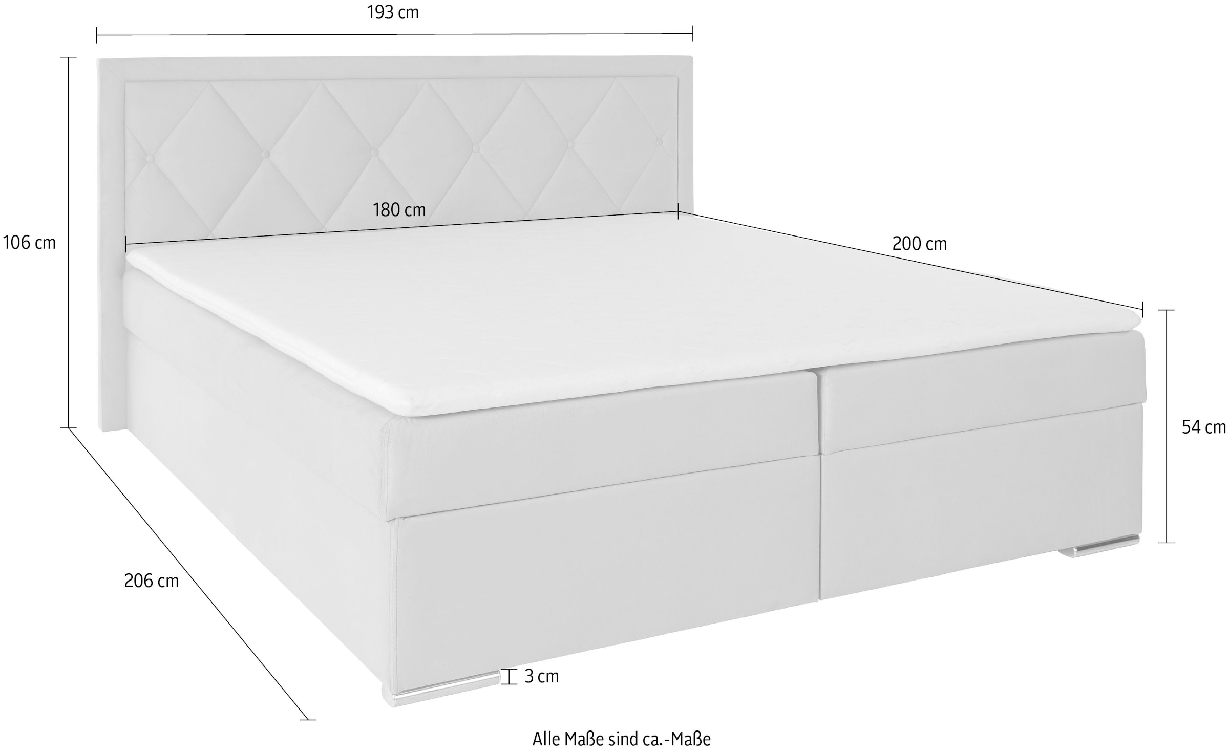 14. Bild von Leonique Boxbett »Alfie, Bestseller, wahlweise mit Bettkasten«, mit Straßsteinen im Kopfteil, H2, H3 und H4 wählbar