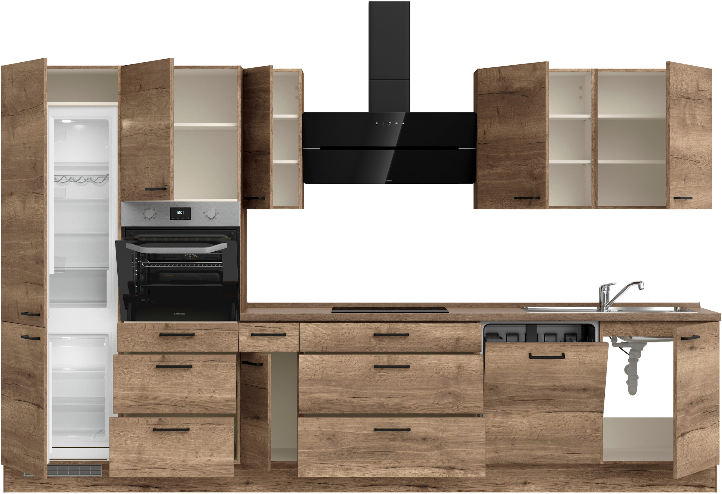nobilia® Küchenzeile »"Structura II"«, vormontiert, Ausrichtung wählbar, Breite 360 cm, wahlw. mit E-Geräten