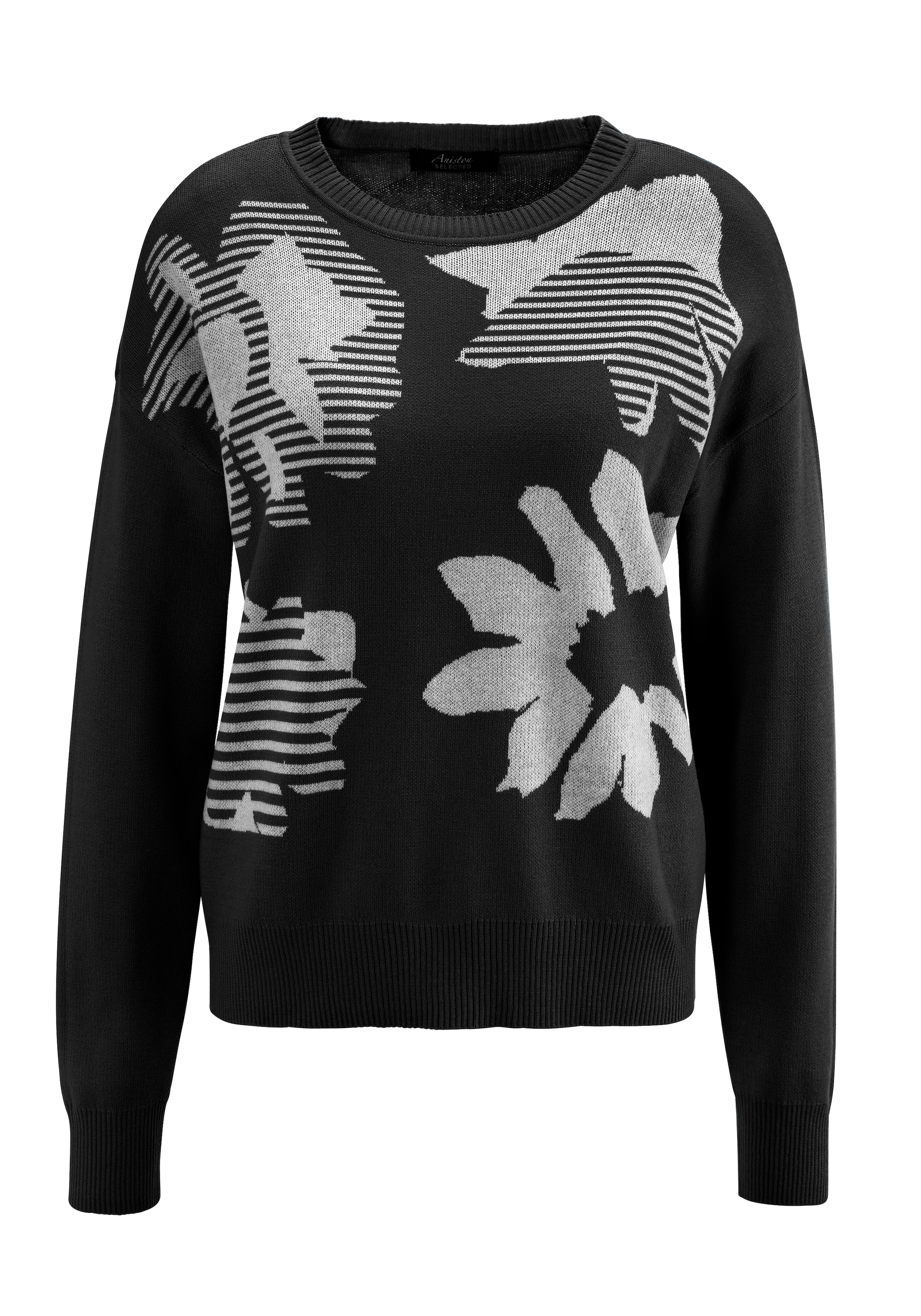 Aniston SELECTED Strickpullover, mit trendiger und großflächiger Jacquardmusterung