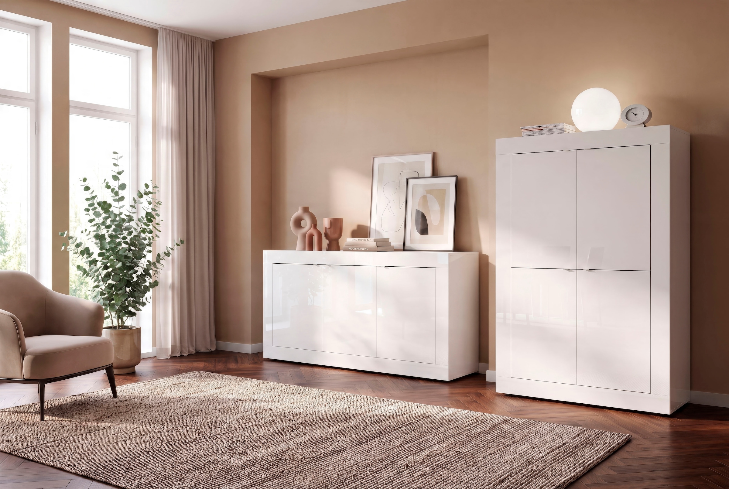 Home affaire Sideboard »Basic Breite 160 cm, Kommode 3 Türen, Anrichte,« Metallgriff, moderne Rahmenoptik, viel Stauraum, Farbauswahl