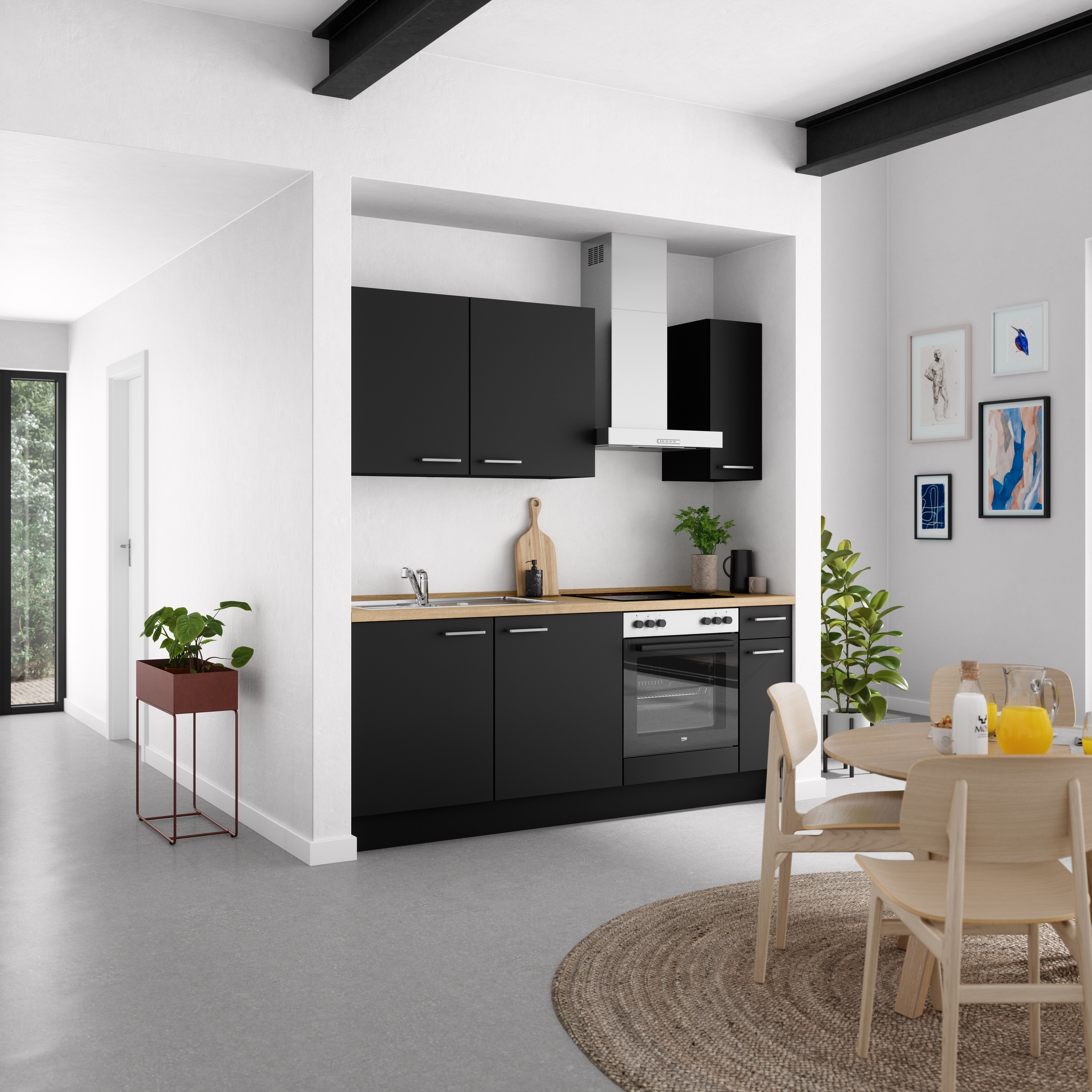 nobilia® Küchenzeile »"Touch I"« vormontiert, Ausrichtung wählbar, Breite 210 cm, wahlw. mit E-Geräten