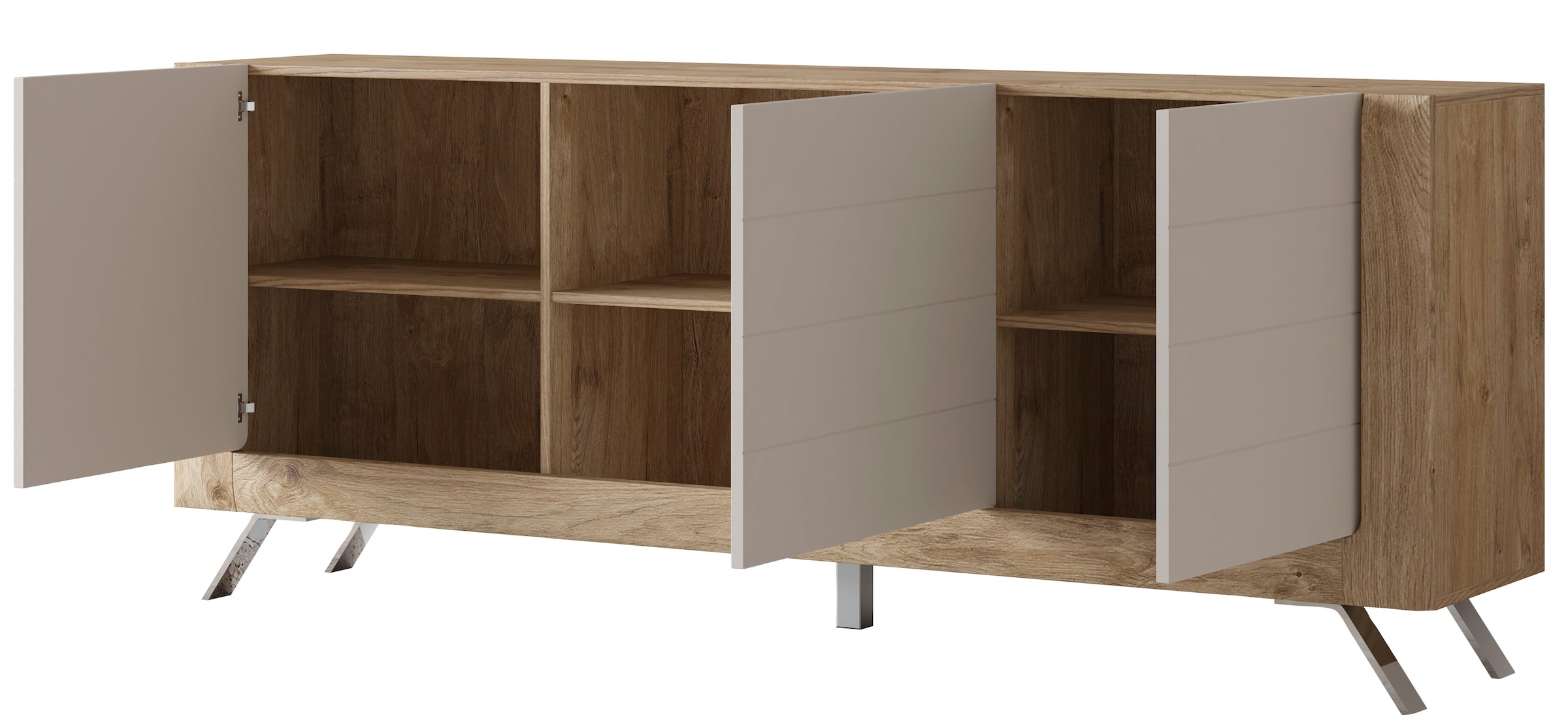 Leonique Sideboard »Kasai«, Breite 199 cm, mit 3 Türen