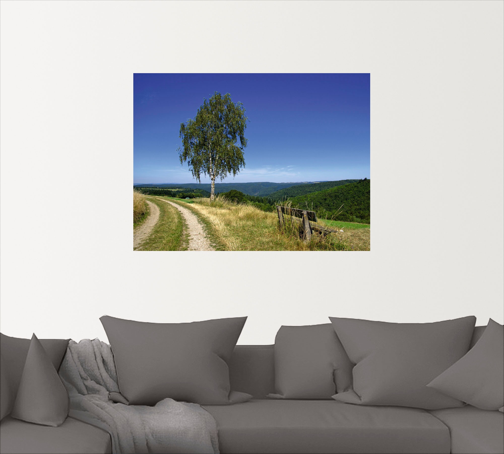 Artland Wandbild »Rastplatz an der Birke«, Felder, (1 St.), als Leinwandbild, Wandaufkleber oder Poster in versch. Größen
