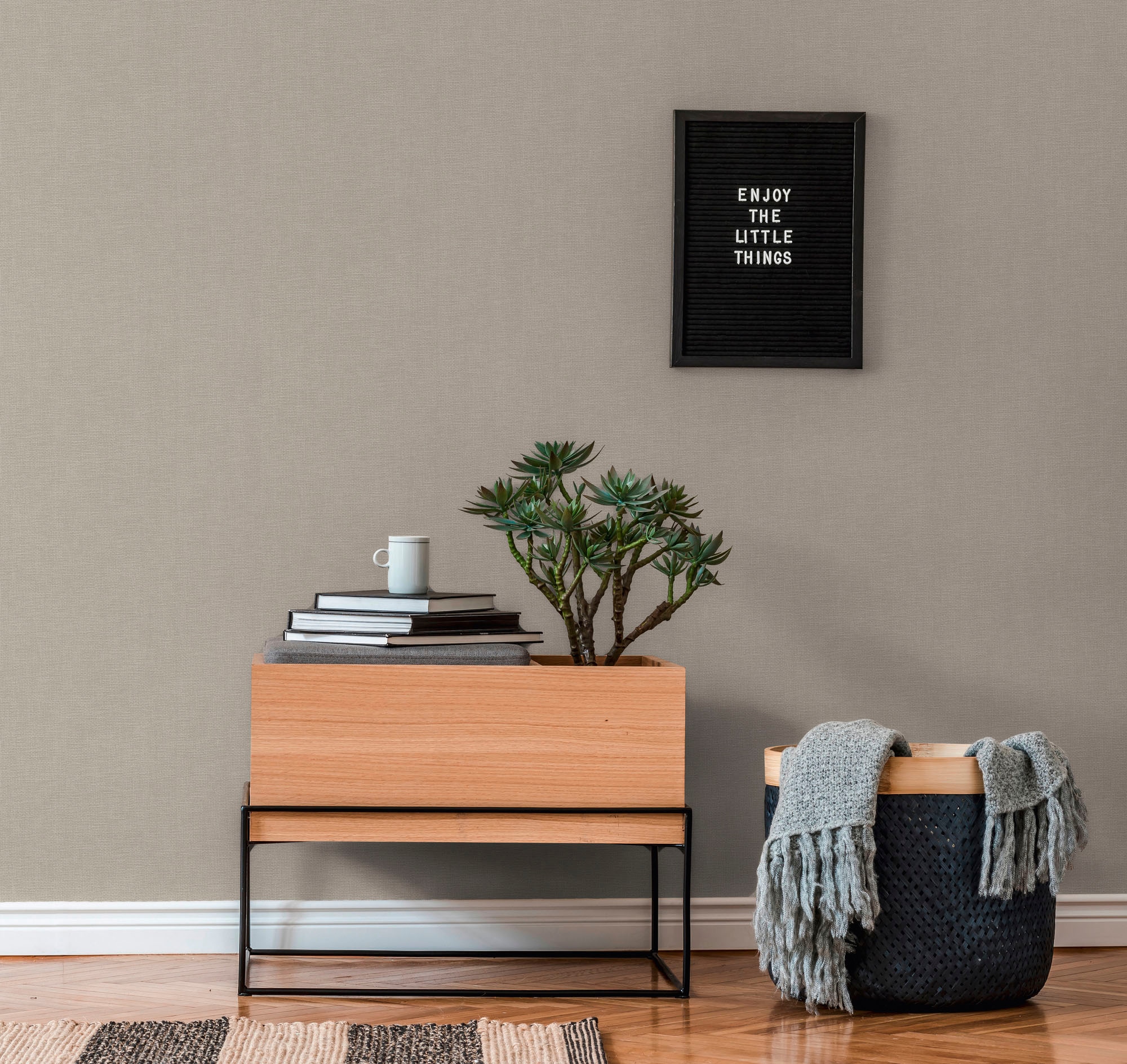 A.S. Création Vliestapete »Hygge«, unifarben-Leinenoptik-Flechtoptik, Tapete Gewebe Tapete Stoffoptik Tapeten Wohnzimmer Schlafzimmer Küche