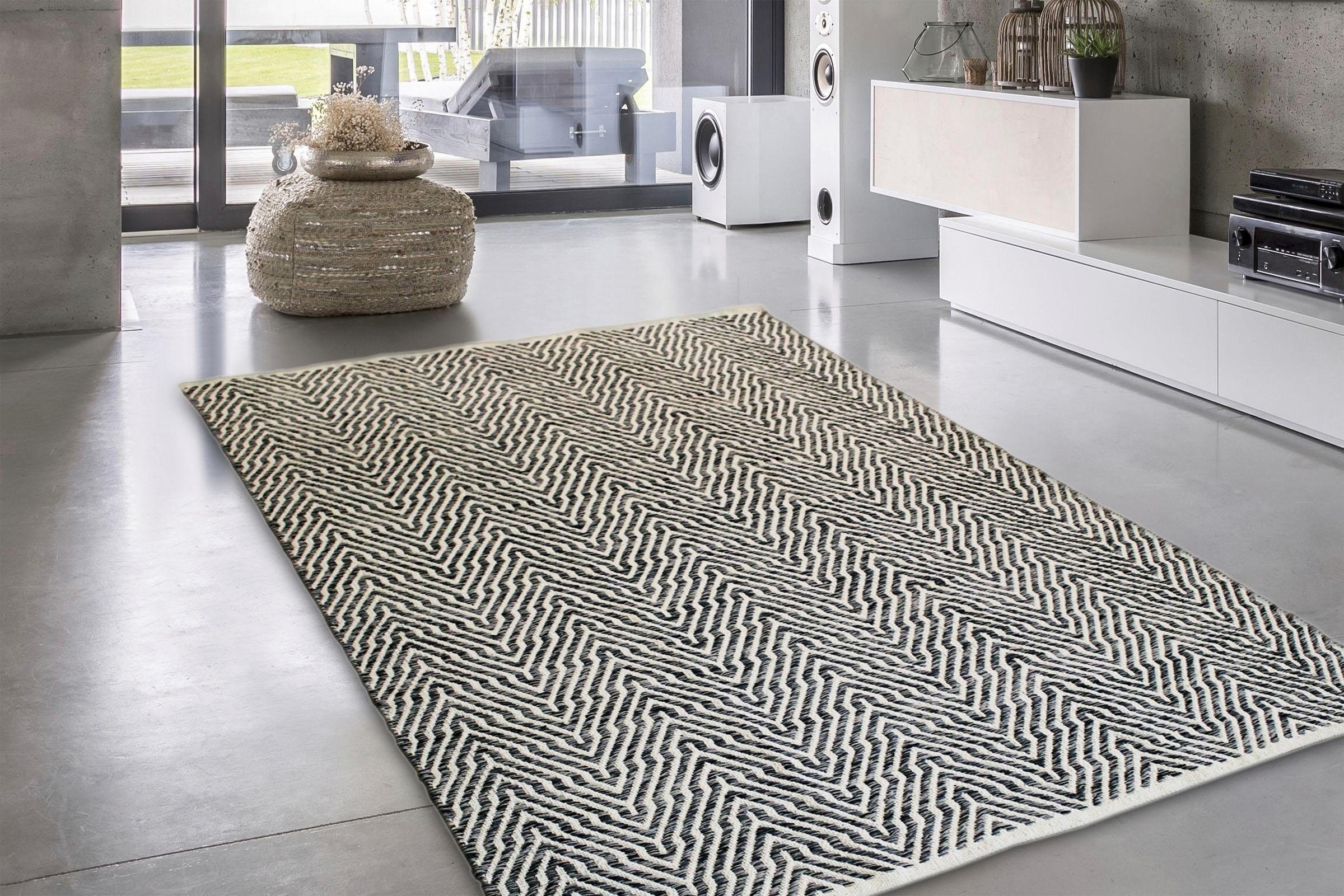 calo-deluxe Teppich »Luba 433«, rechteckig, 7 mm Höhe, reine Baumwolle, handgewebt, Wohnzimmer, Kinderzimmer