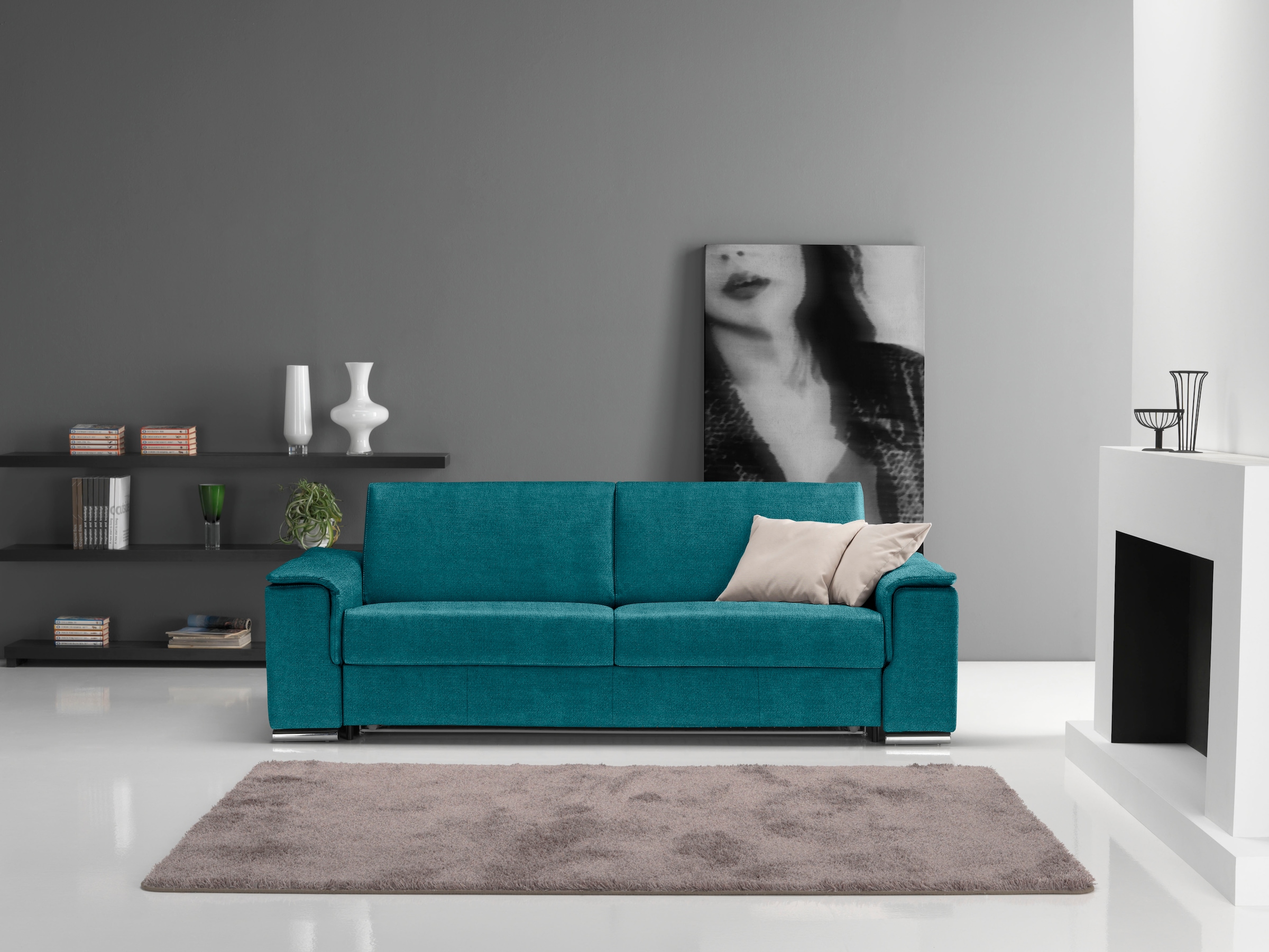 Egoitaliano Schlafsofa »Cecilia, modern & elegant, erstklassiger Sitzkomfort, Dauerschläfer«, inkl. Matratze und hochwertigem Metallbettrahmen, toller Schlafkomfort