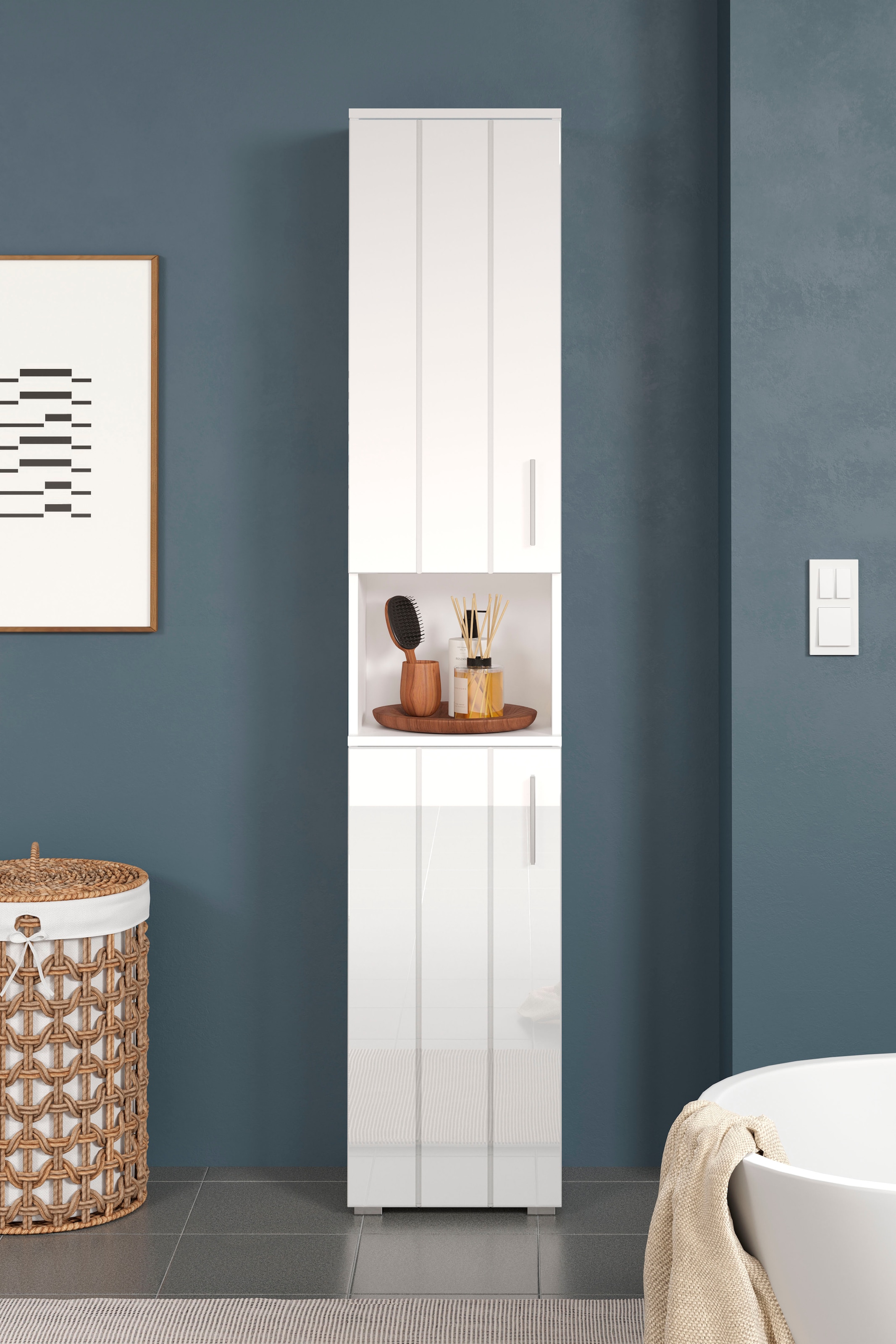 welltime Hochschrank »Prag«, (1 St.), Hochschrank mit 2 Türen & 1 Fach - (B/T/H) 37/31/192 cm