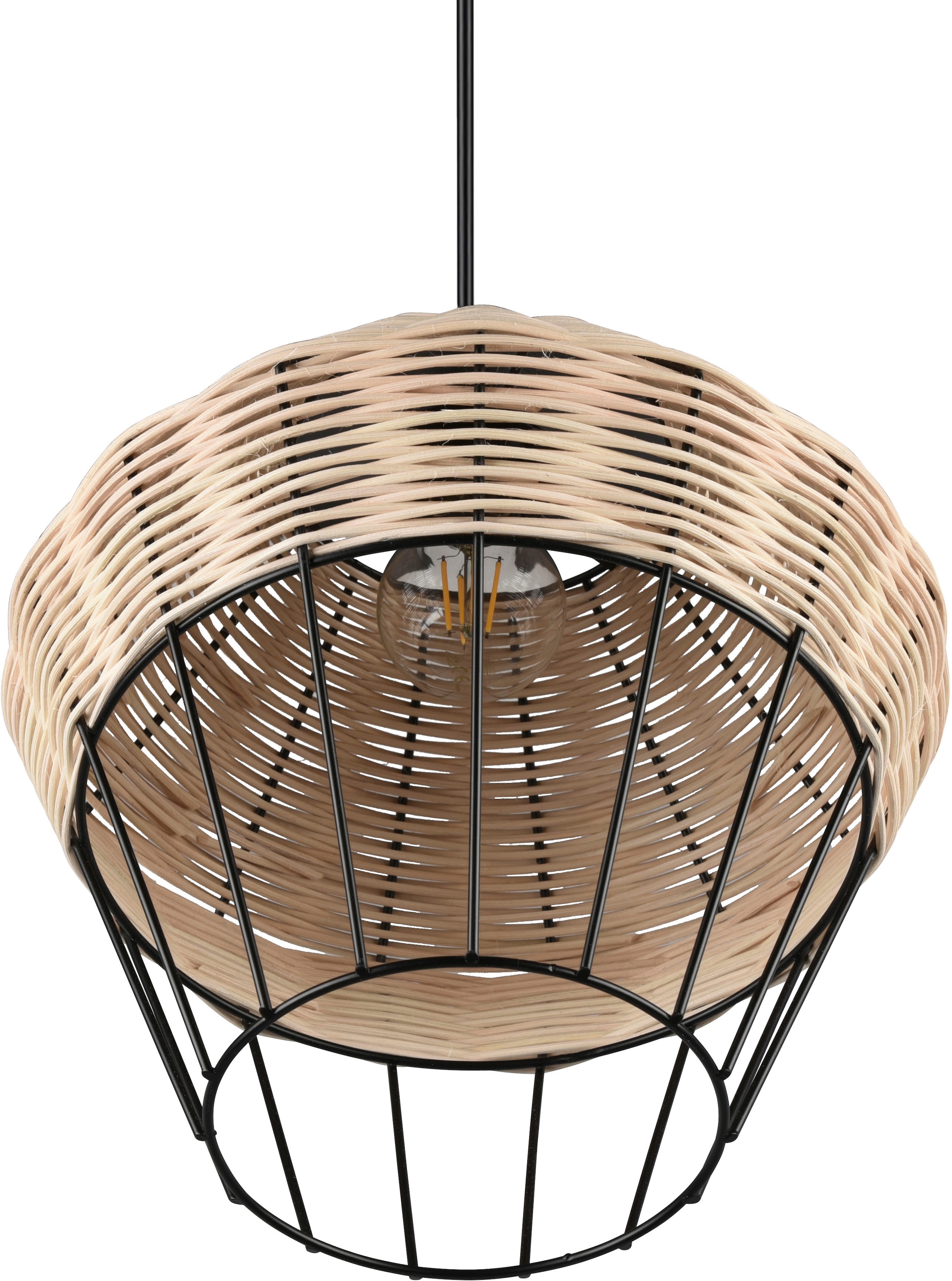 REALITY Leuchten Pendelleuchte »Borka«, 1 flammig, Leuchtmittel E27 | ohne Leuchtmittel, Boho Hängelampe aus Rattan 1-flammig exkl E27 max 40W höhenverstellbar