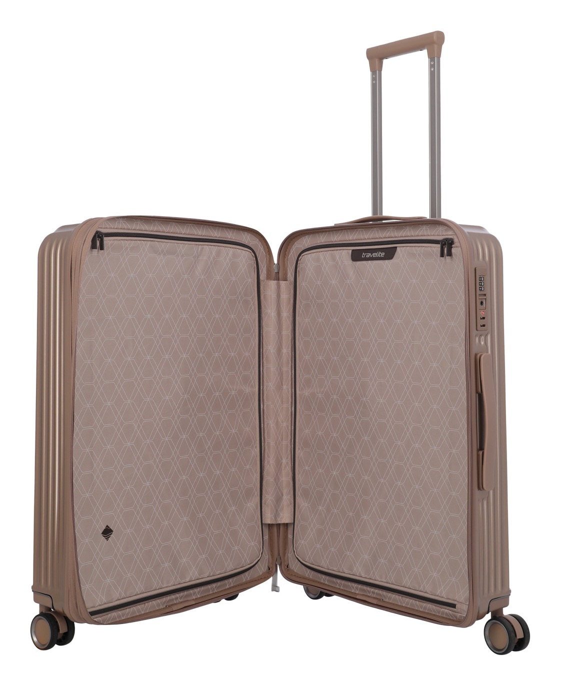 travelite Hartschalen-Trolley »PAROS, in verschiedenen Größen«, 4 Rollen, Reisegepäck Hartschalen-Koffer Kreuzspanngurte