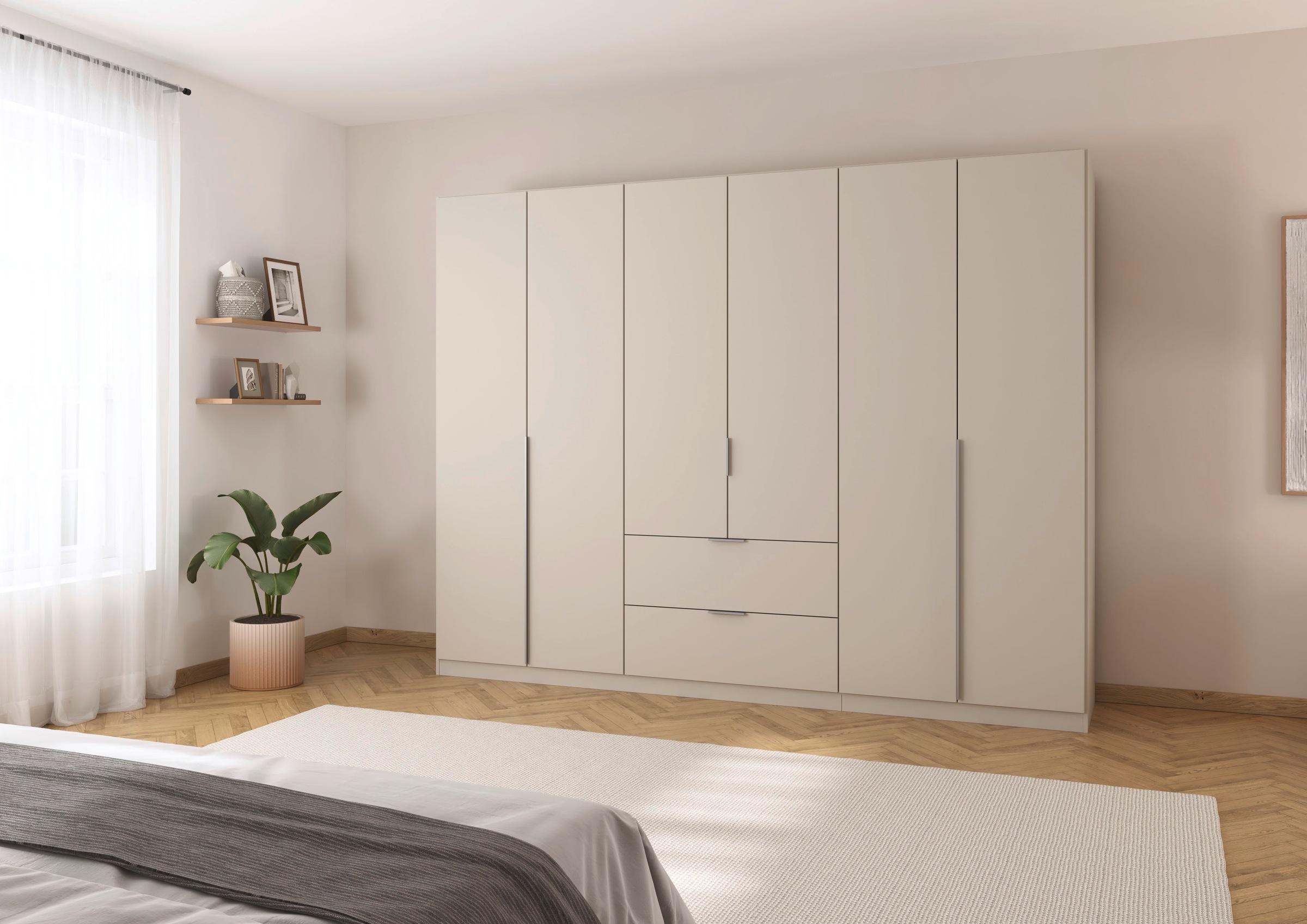 rauch Drehtürenschrank »Kleiderschrank Schrank Garderobe AGORDO mit Dekor- oder Hochglanzfront«, mit Außenschubkästen, in 6 Breiten und 2 Höhen MADE IN GERMANY