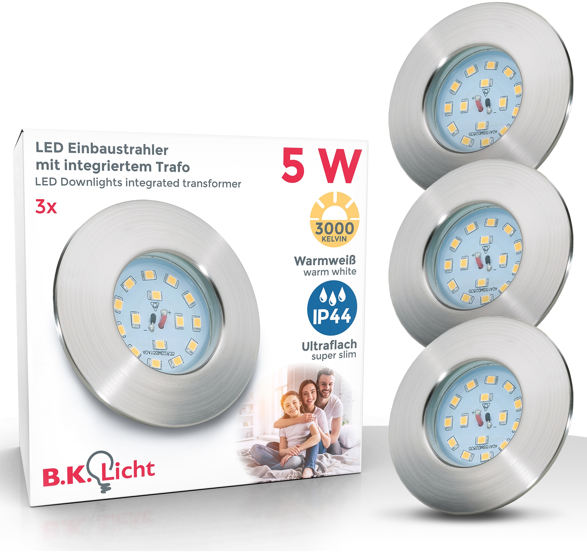 B.K.Licht LED Bad-Einbauleuchte »Elias«, 3er Set, Schutzart IP44, spritzwas günstig online kaufen