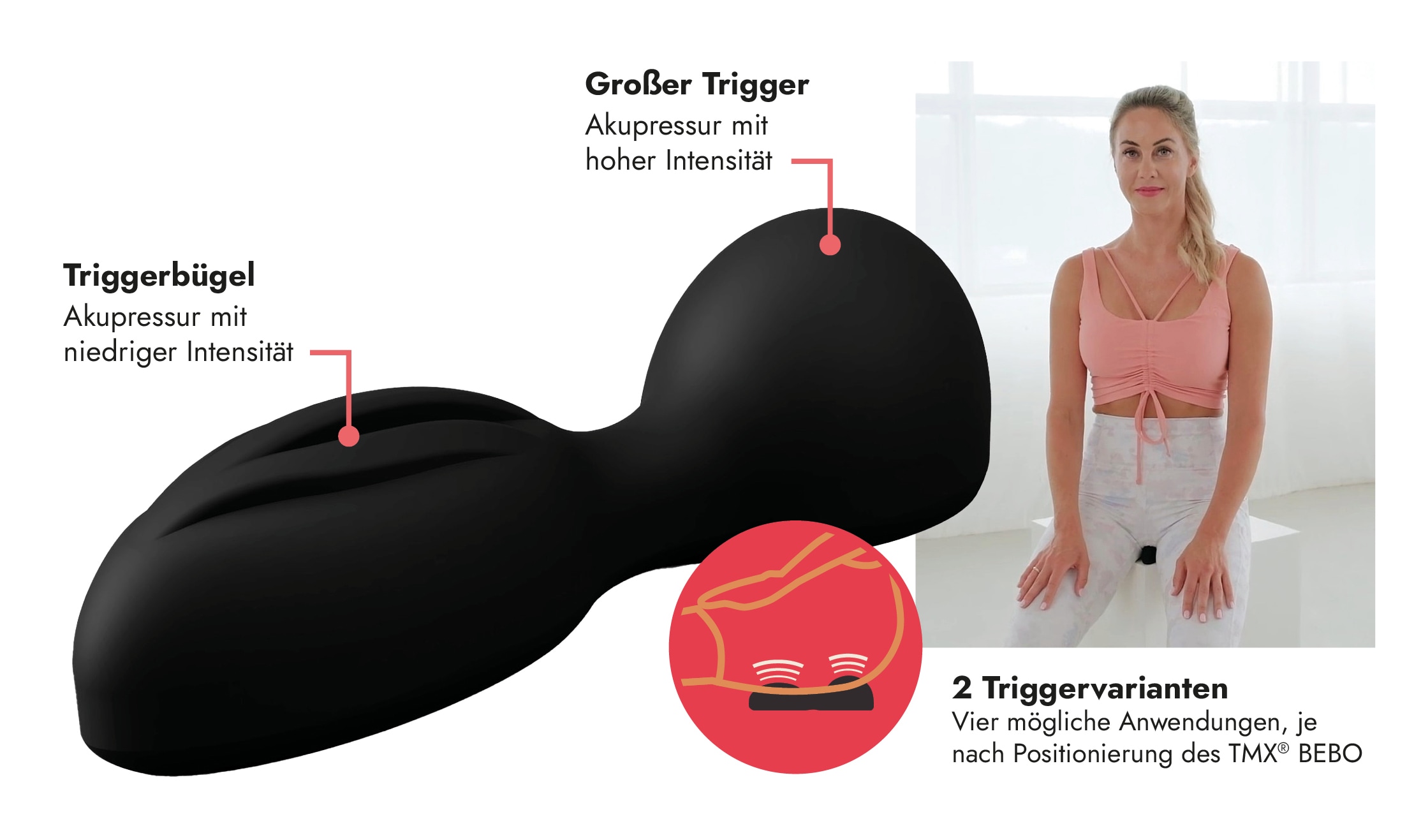 TMX Massagegerät »BEBO Beckenbodentrigger gezielte Anwendung für Damen und Herren« 2 Triggervarianten mit 4 Anwendungen für den hinteren & vorderen Damm