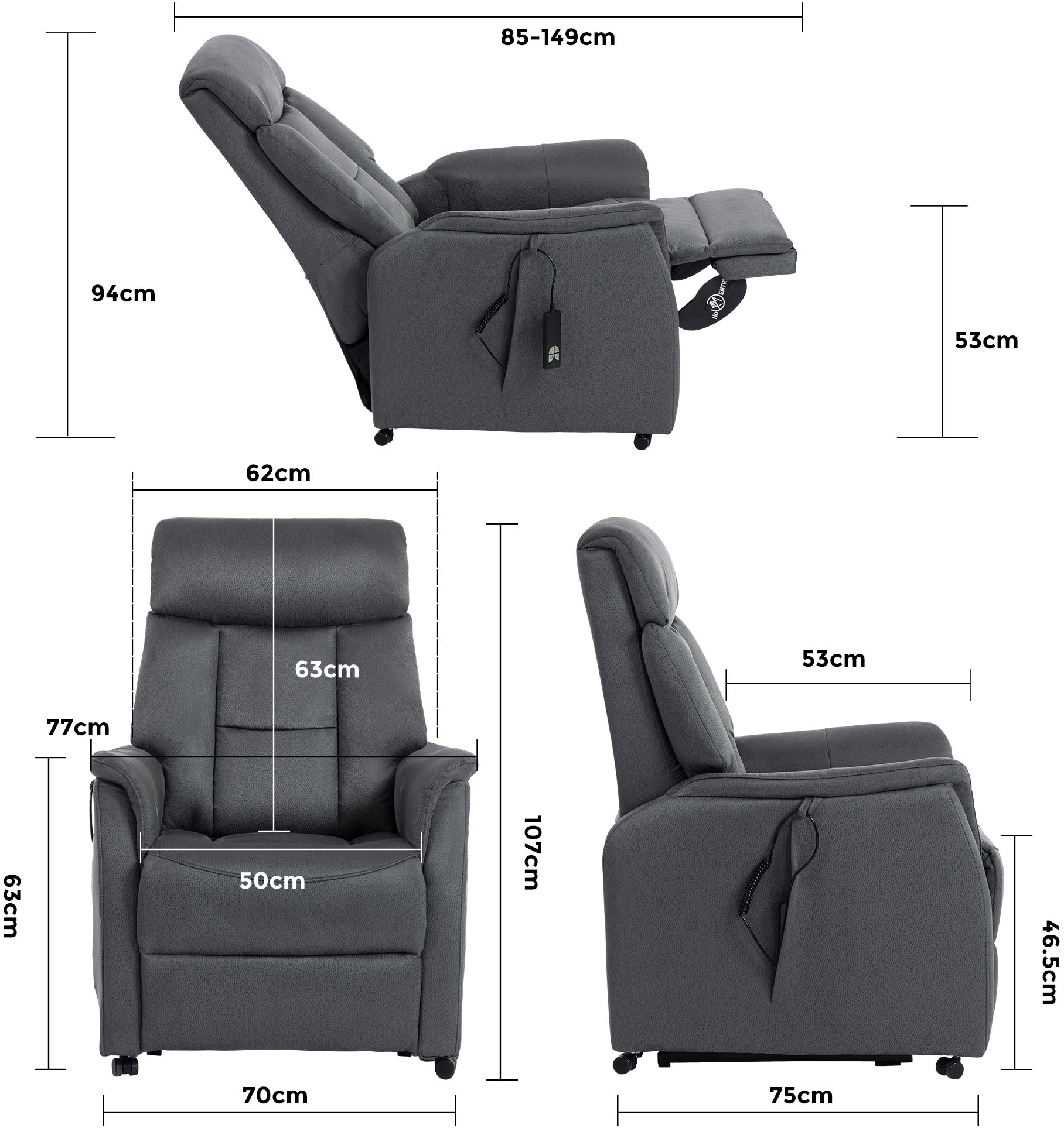 Duo Collection TV-Sessel »Sorrent mit regulierbarer Sitzheizung, elektrischer Aufstehhilfe« Relaxfunktion und Taschenfederkern mit Stahlwellenunterfederung