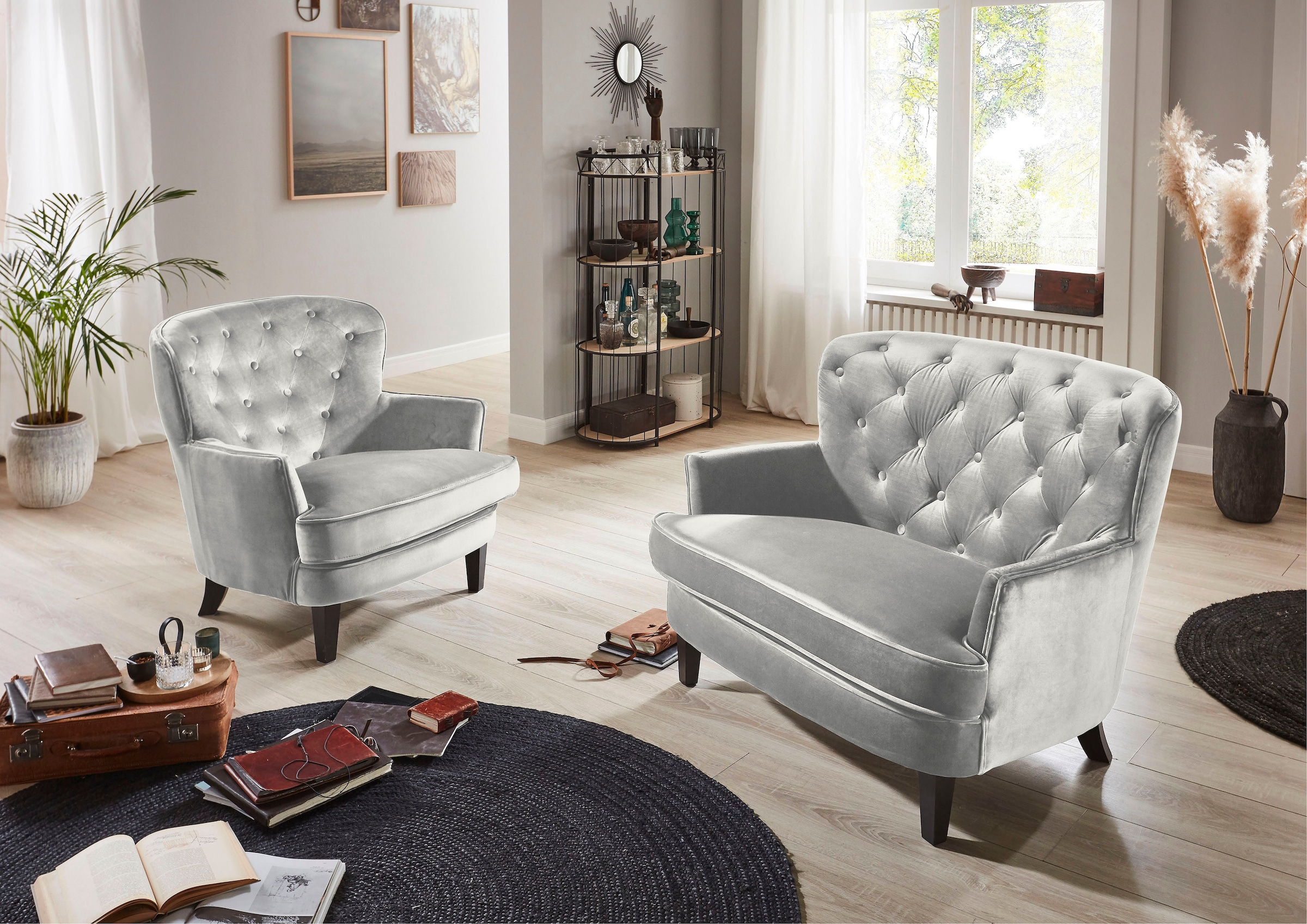 ATLANTIC home collection 1,5-Sitzer »Leo«, XXL-Sessel mit Taschenfederkern und Samtveloursbezug