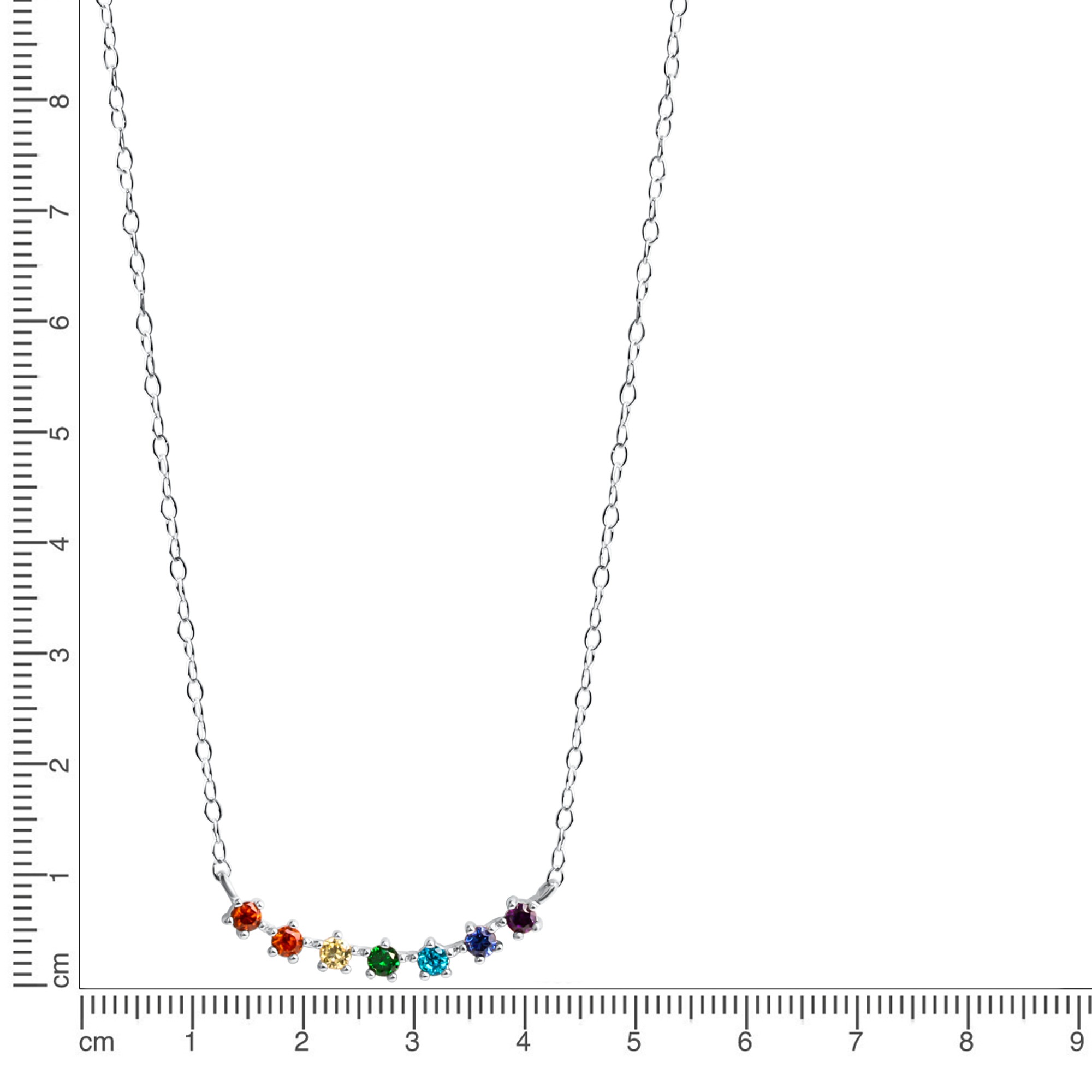 Zeeme Collierkettchen »Silber 925 rhodiniert mit bunten Zirkonia-Steinen«